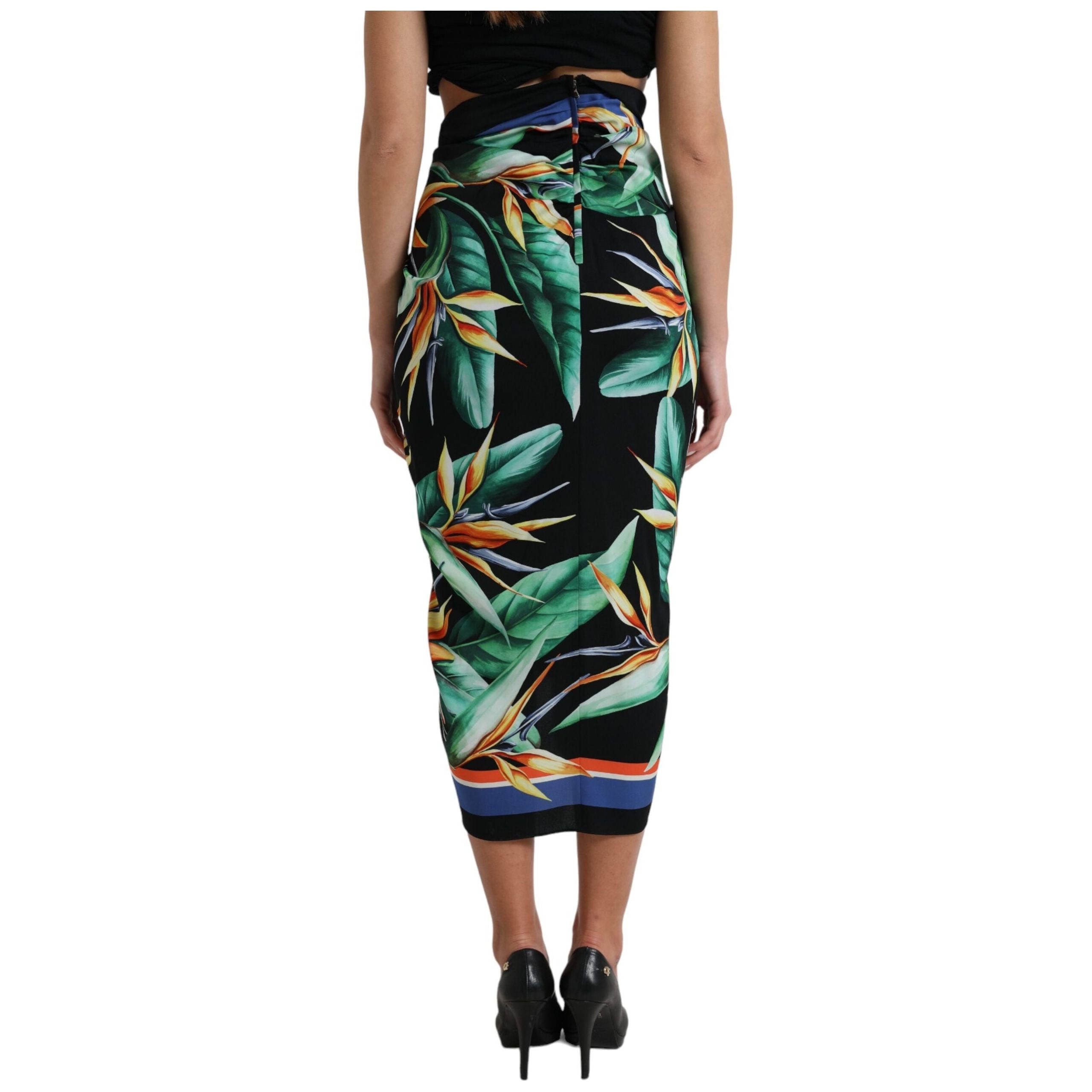 Elegant Floral High Waist Midi Skirt