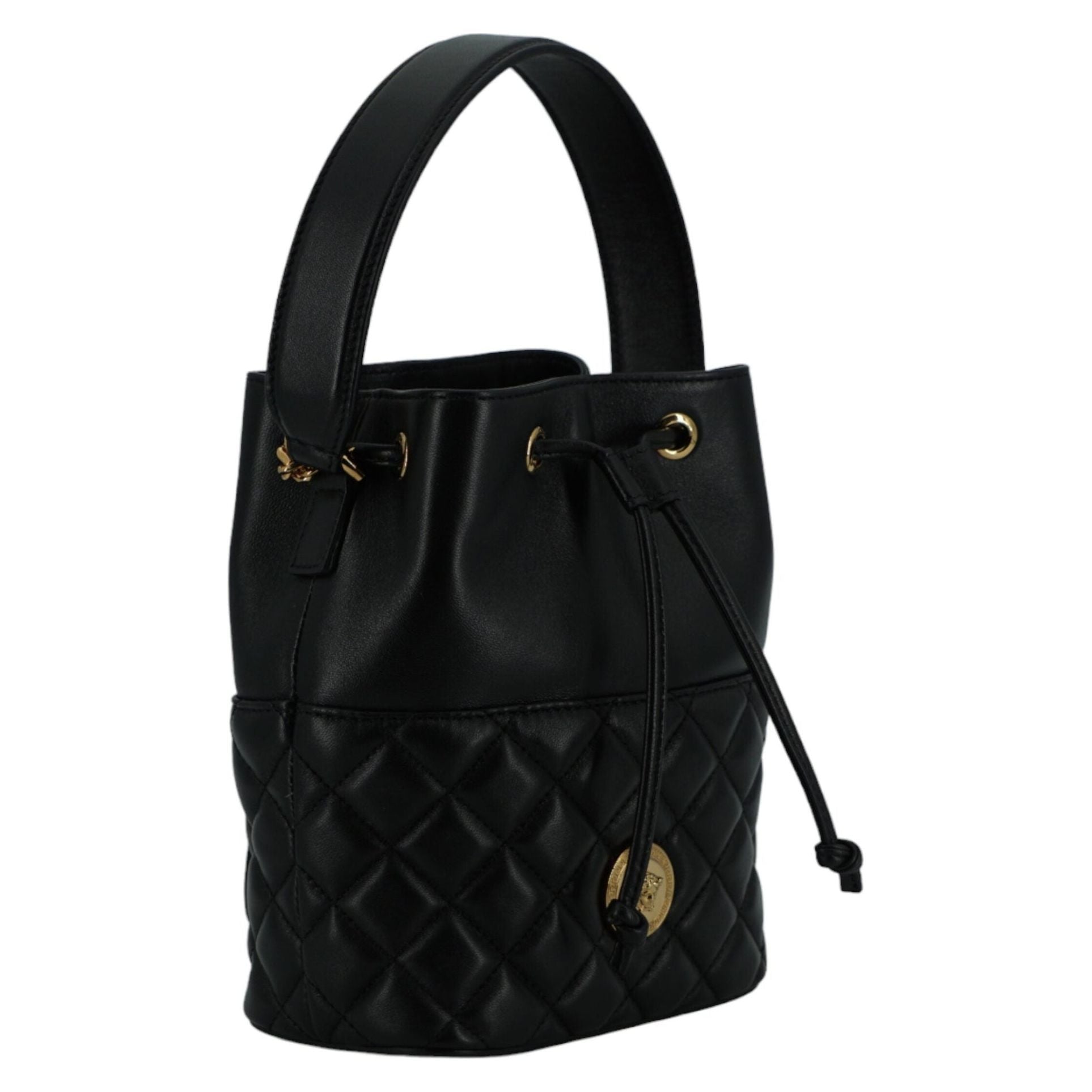 Elegant Black Leather Bucket Shoulder Bag