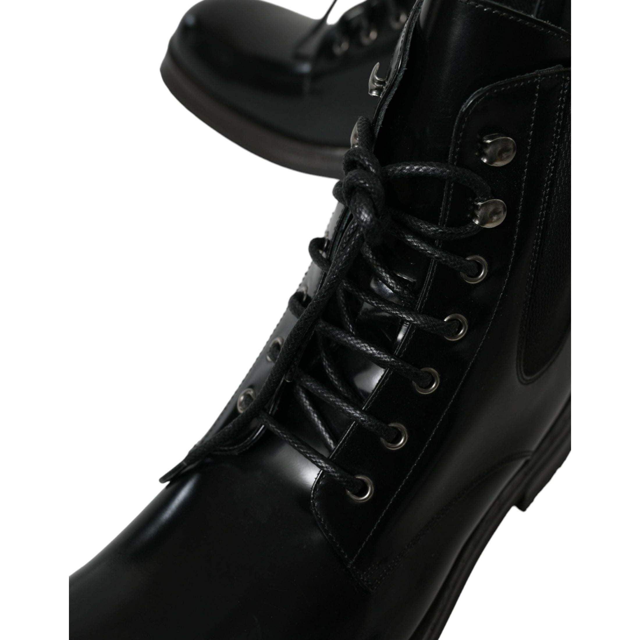 Elegant Black Leather Mid Calf Men's Boots