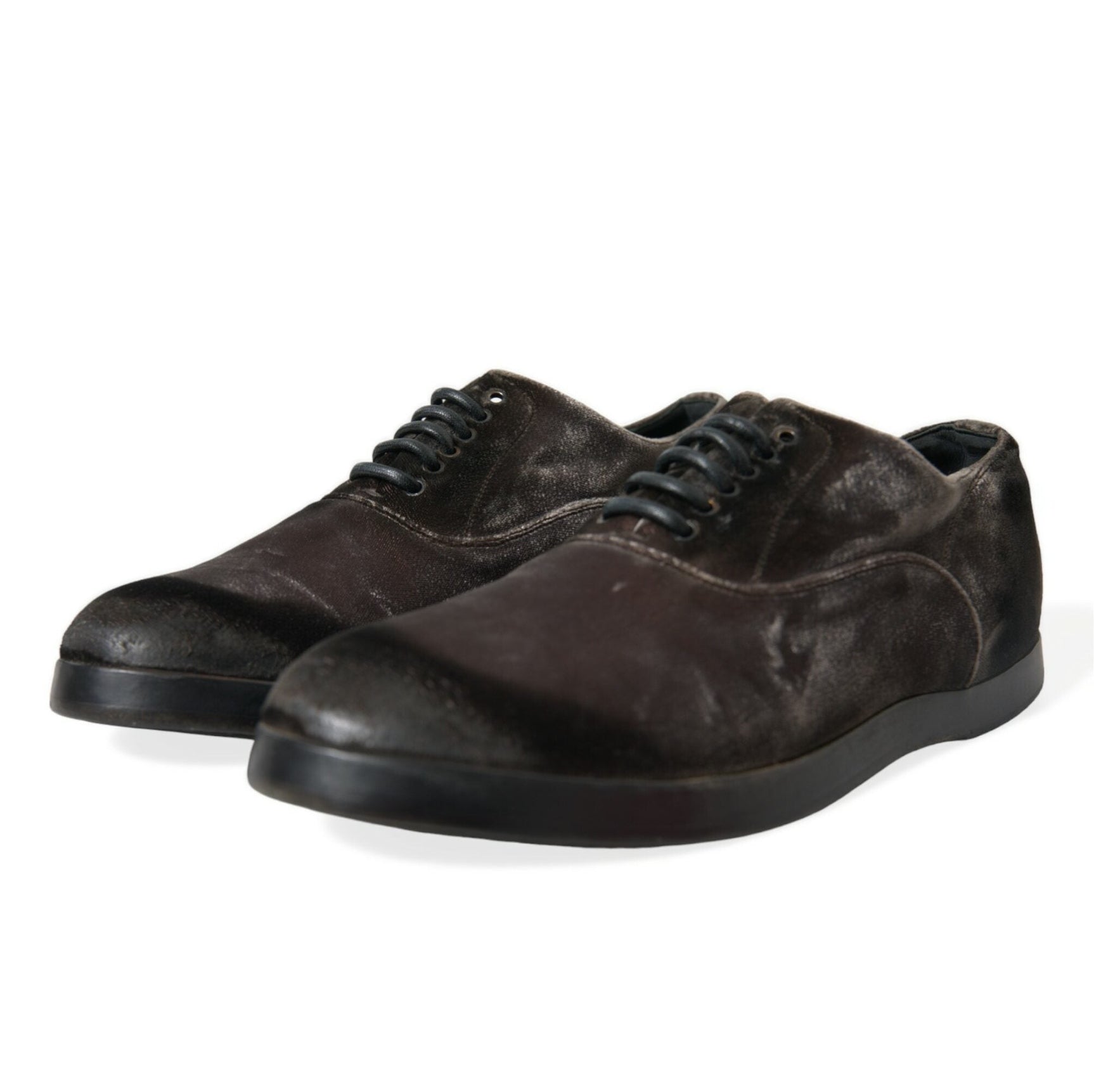 Elegant Brown Velvet Oxford Lace-up Shoes