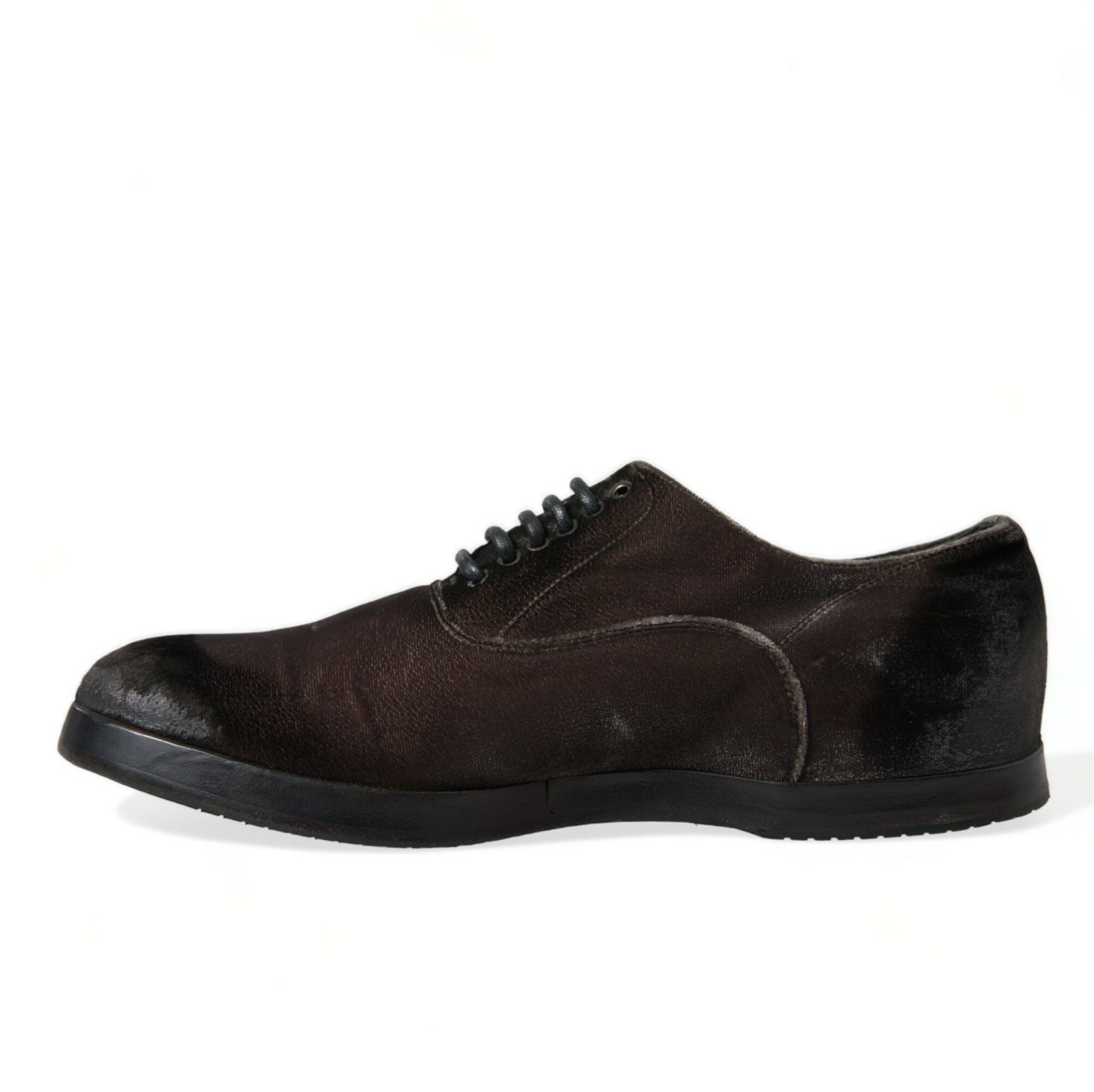 Elegant Brown Velvet Oxford Lace-up Shoes