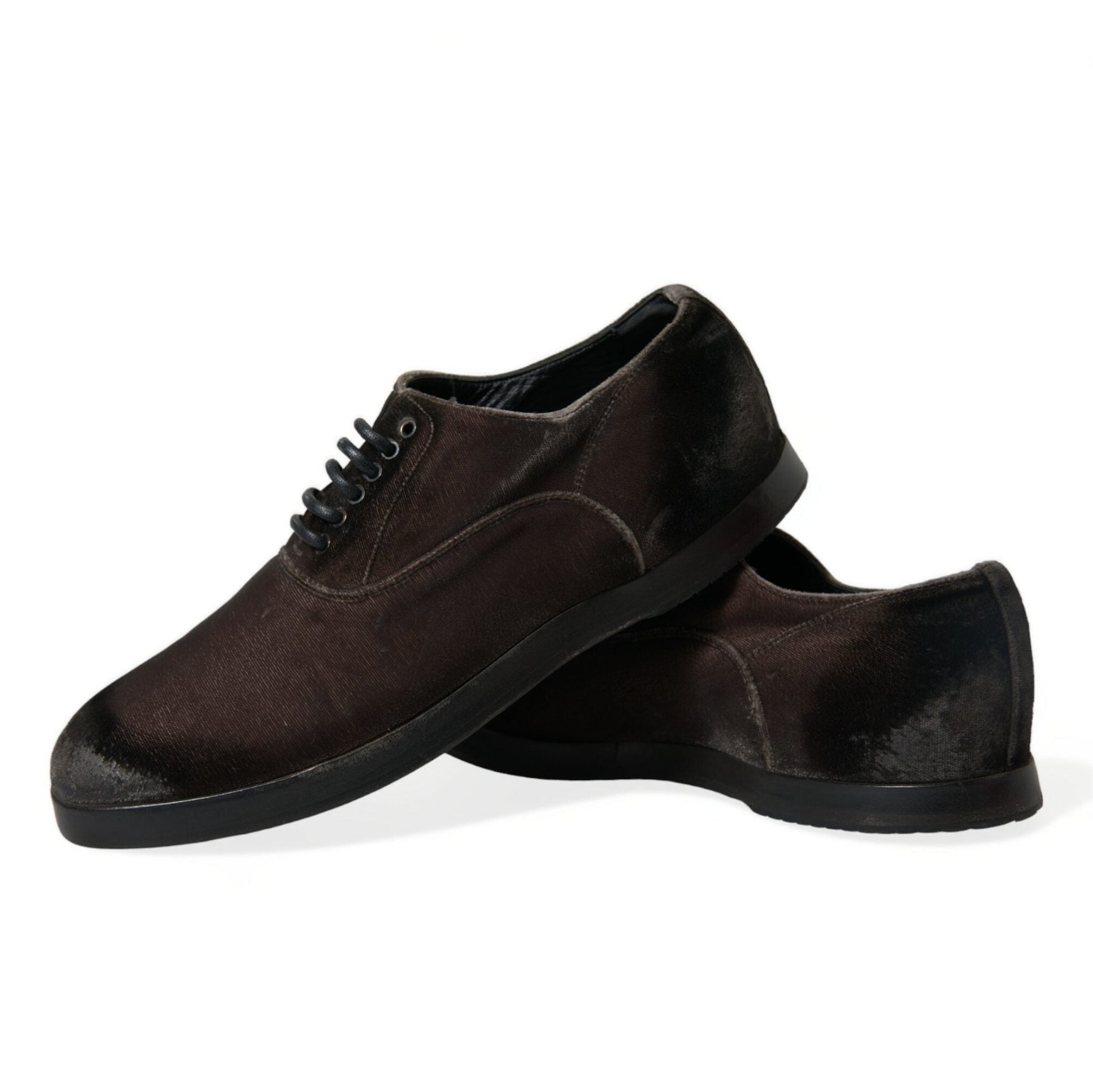 Elegant Brown Velvet Oxford Lace-up Shoes