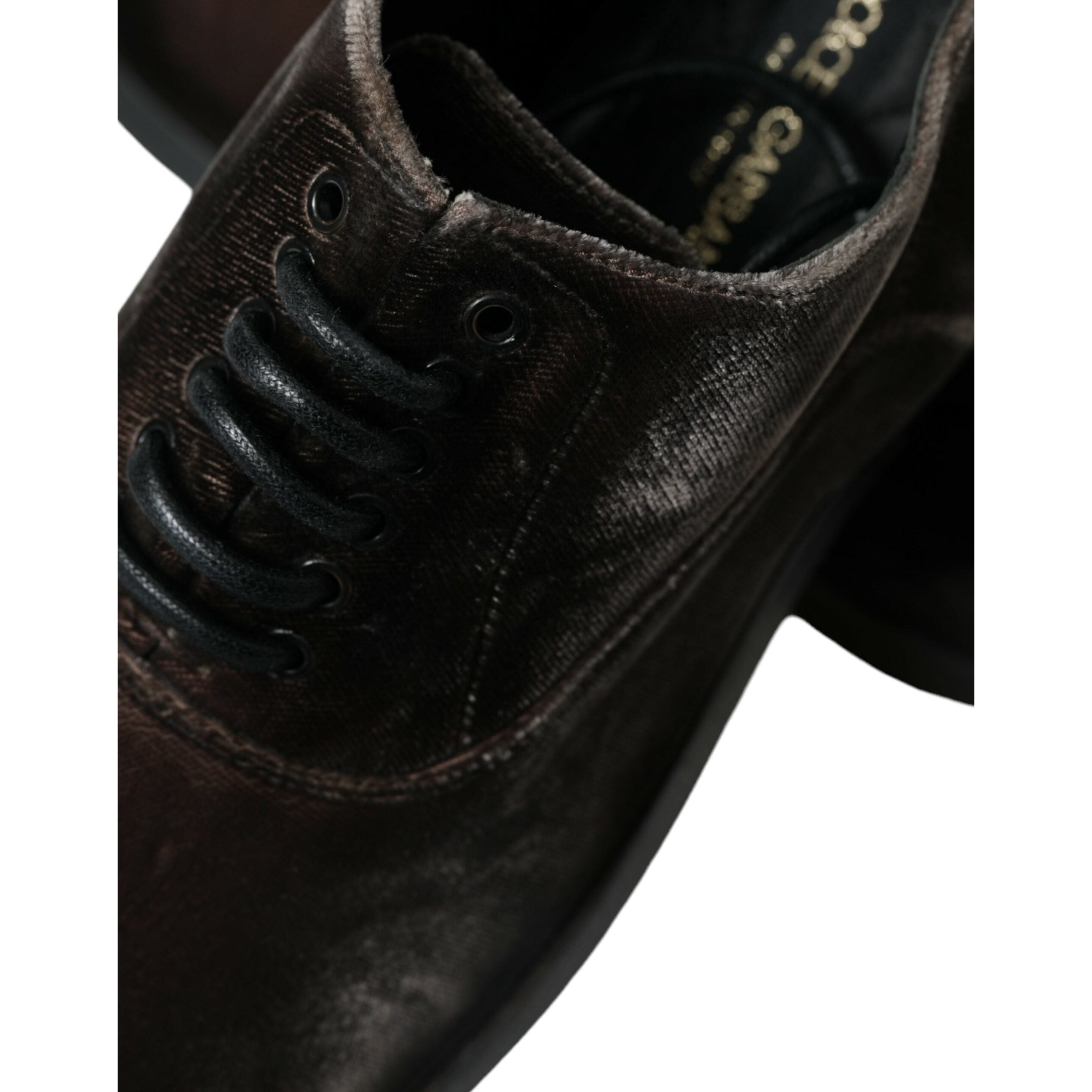 Elegant Brown Velvet Oxford Lace-up Shoes