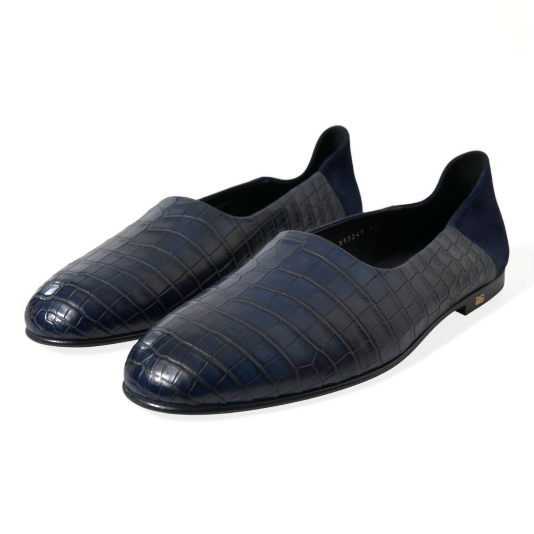 Elegant Blue Crocodile Leather Loafers