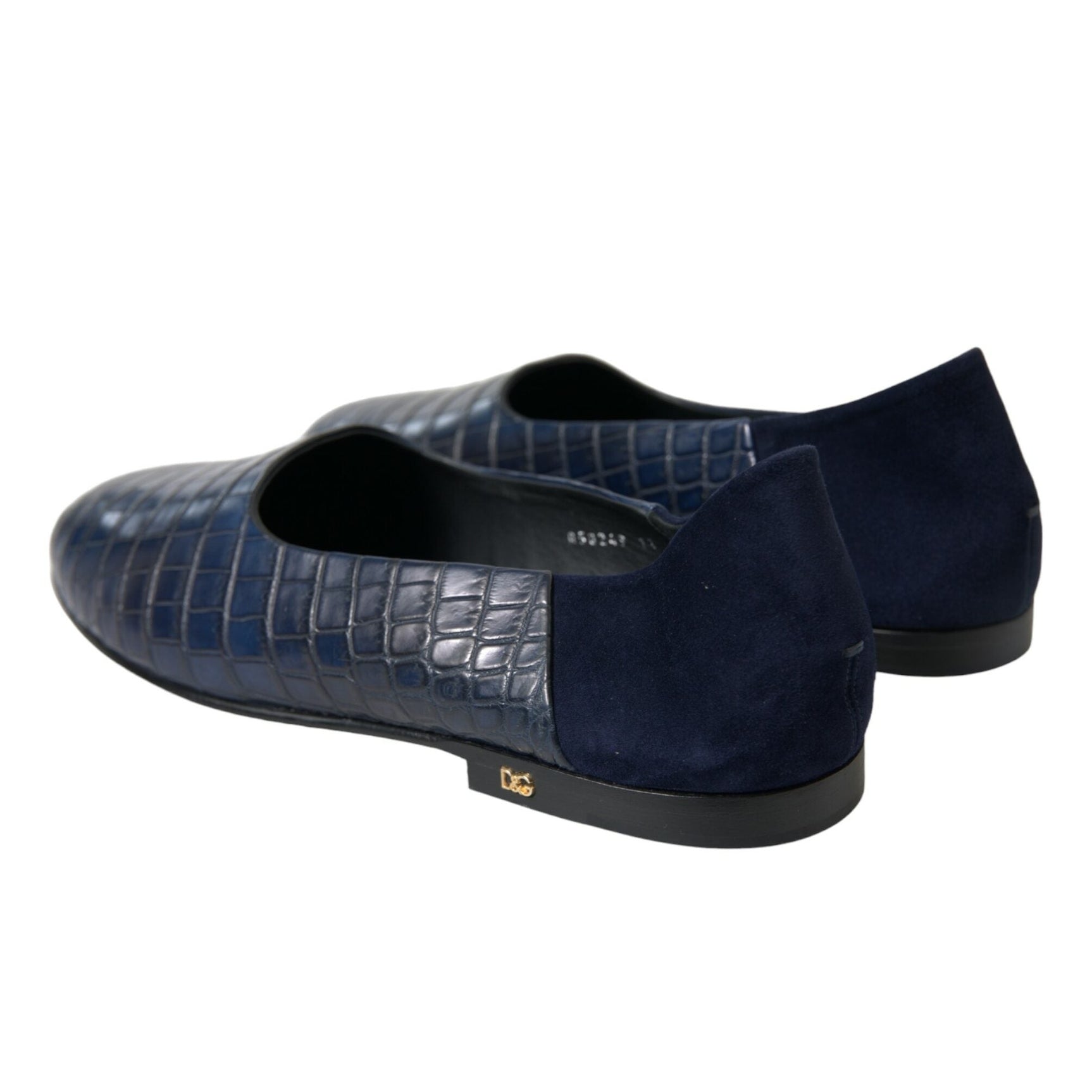 Elegant Blue Crocodile Leather Loafers