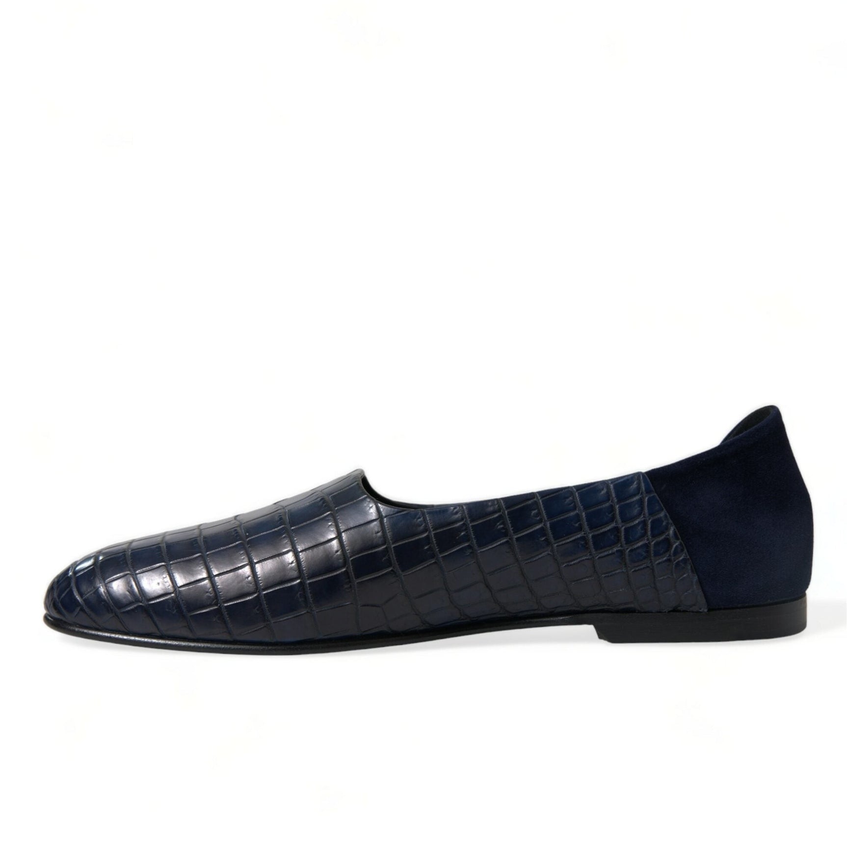 Elegant Blue Crocodile Leather Loafers