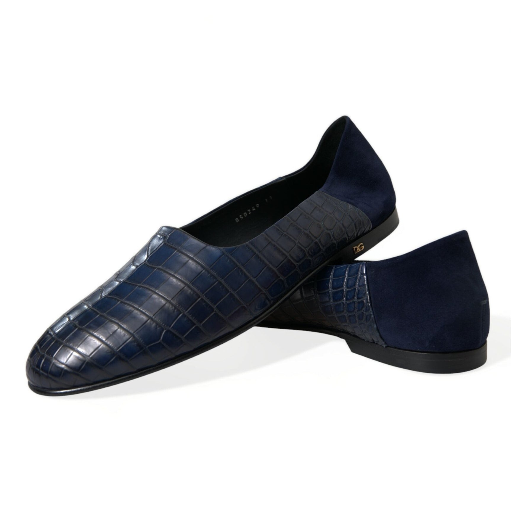 Elegant Blue Crocodile Leather Loafers