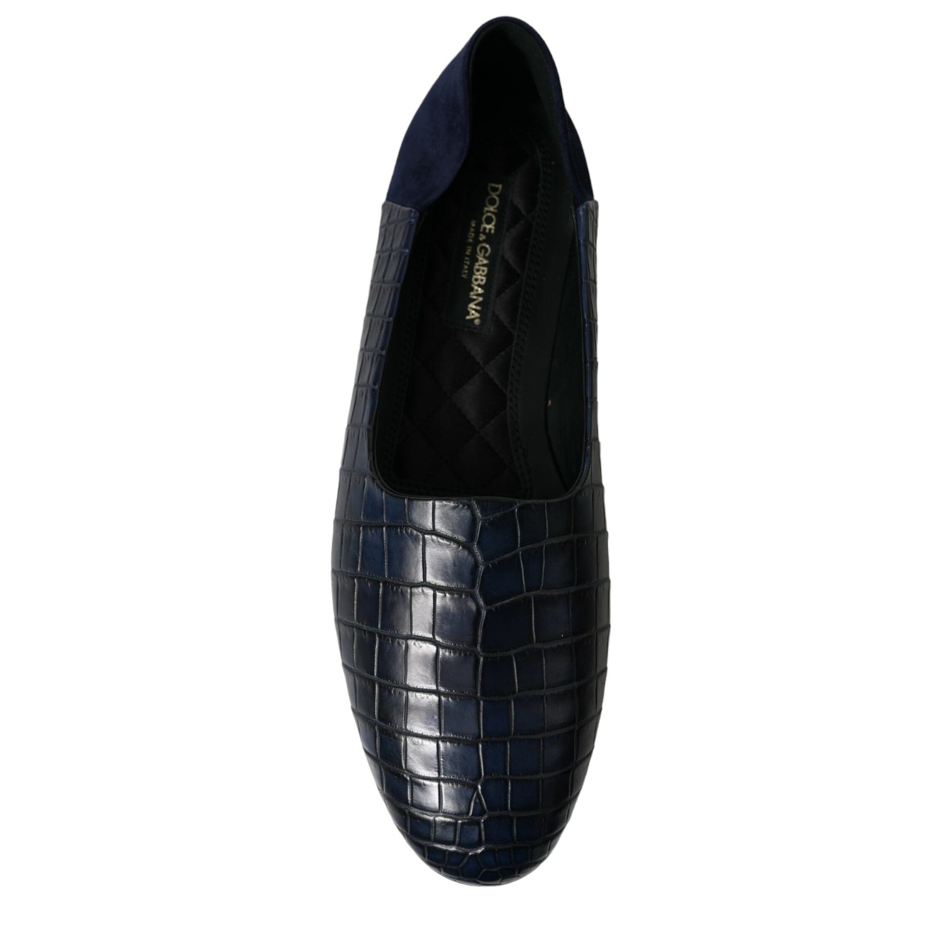 Elegant Blue Crocodile Leather Loafers