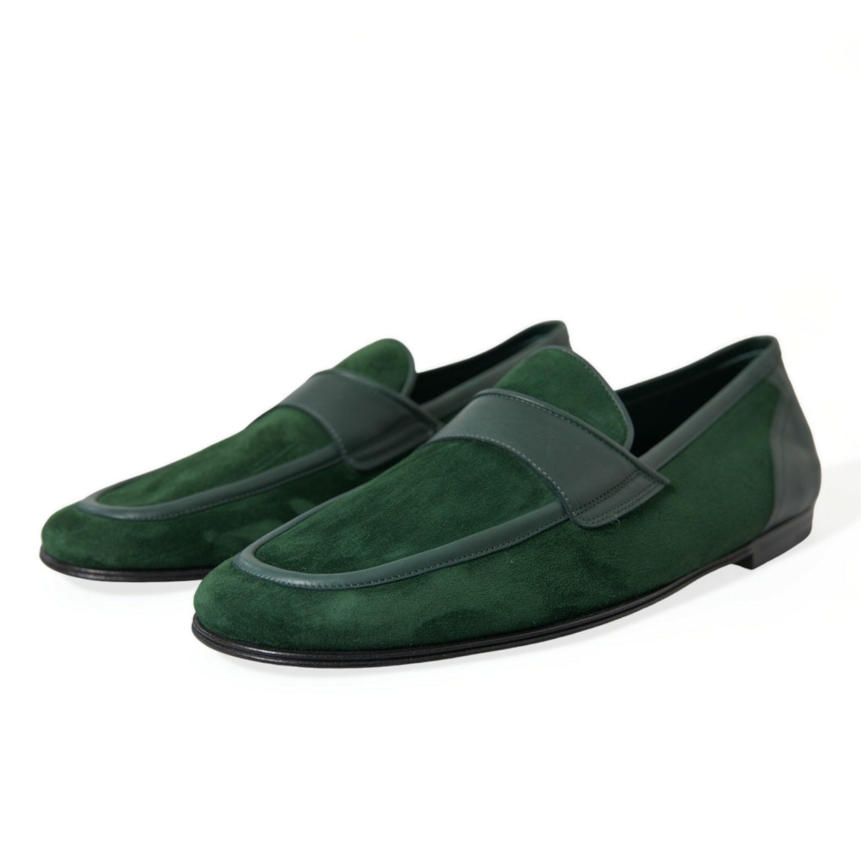 Emerald Velvet Leather Loafers for Men