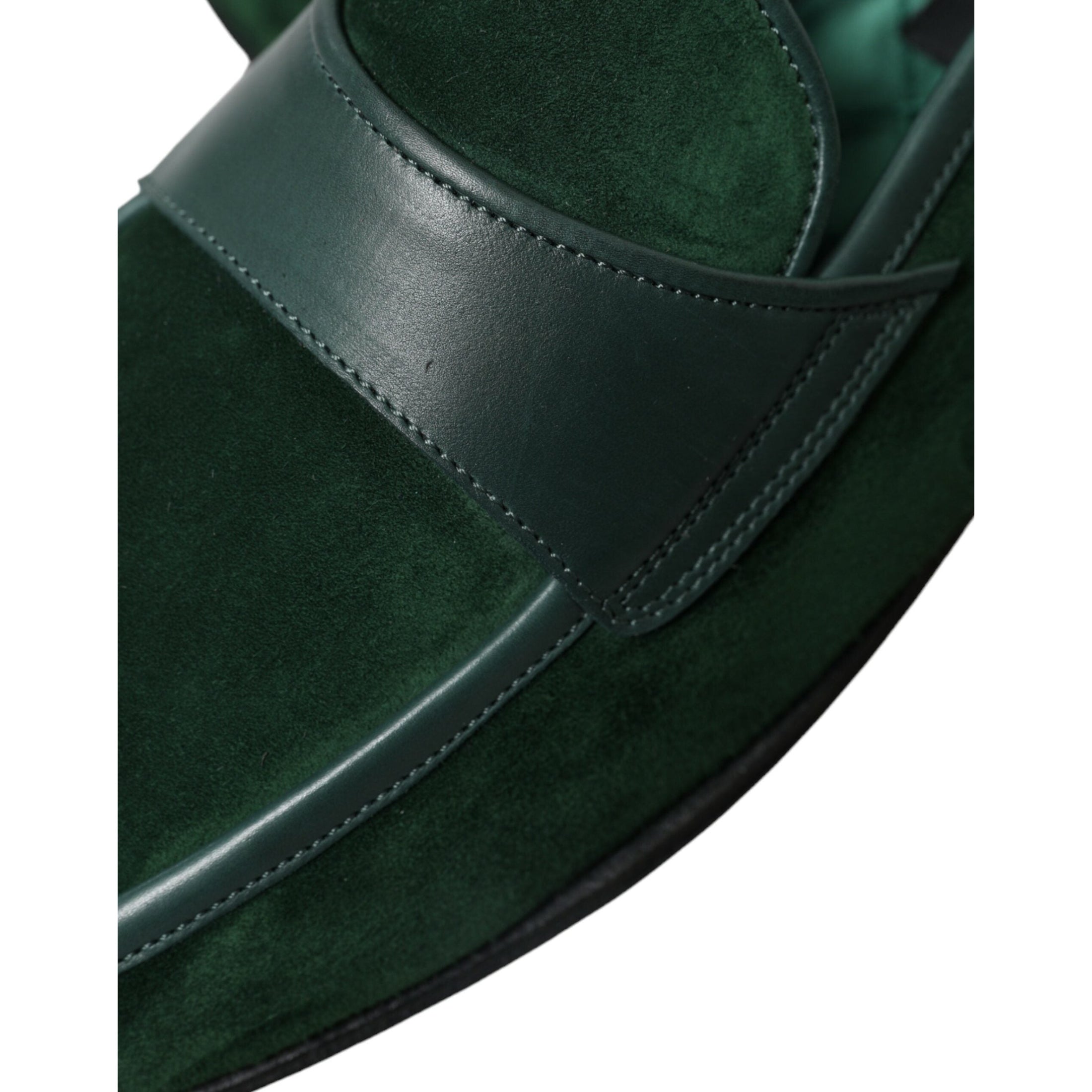 Emerald Velvet Leather Loafers for Men