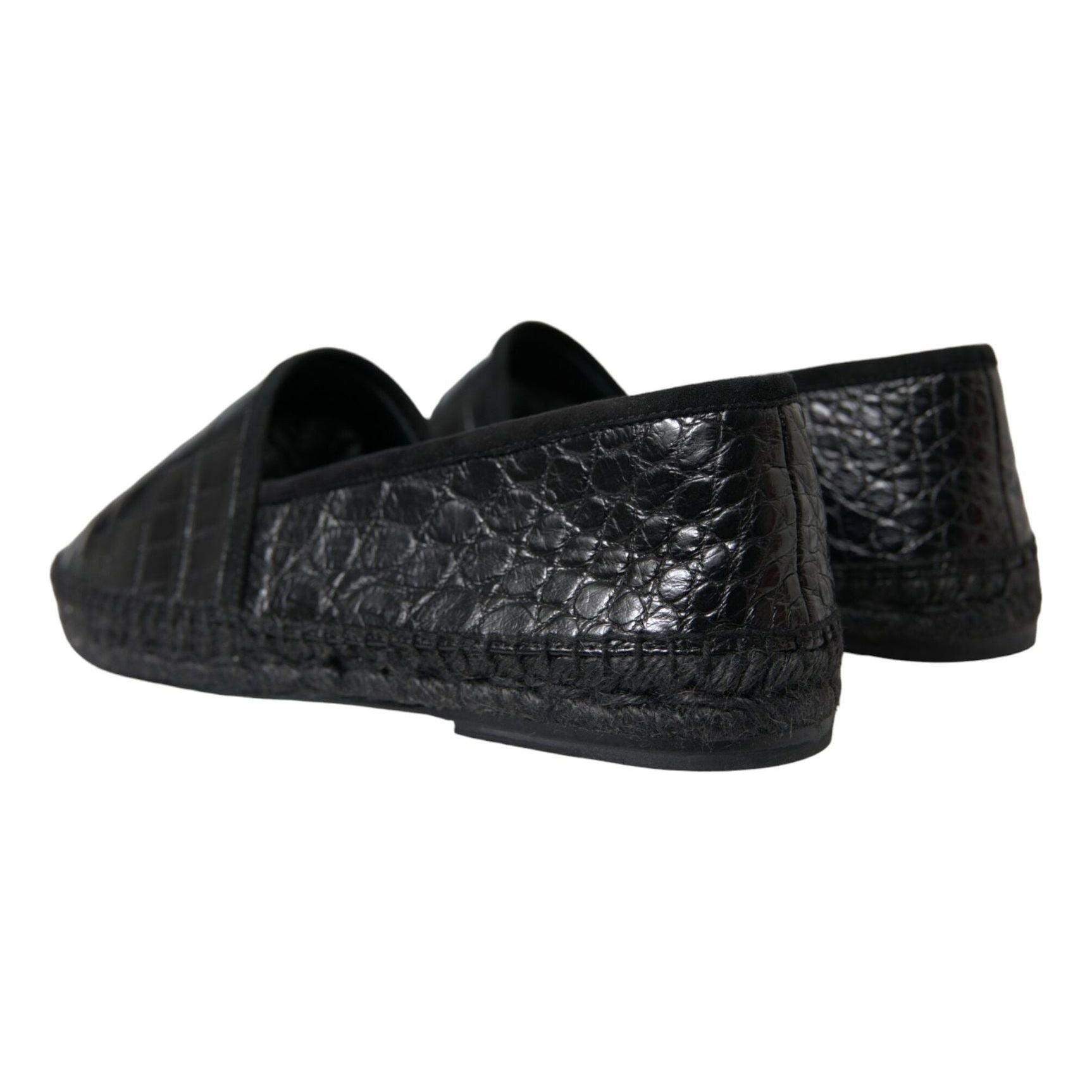 Exotic Black Leather Espadrilles