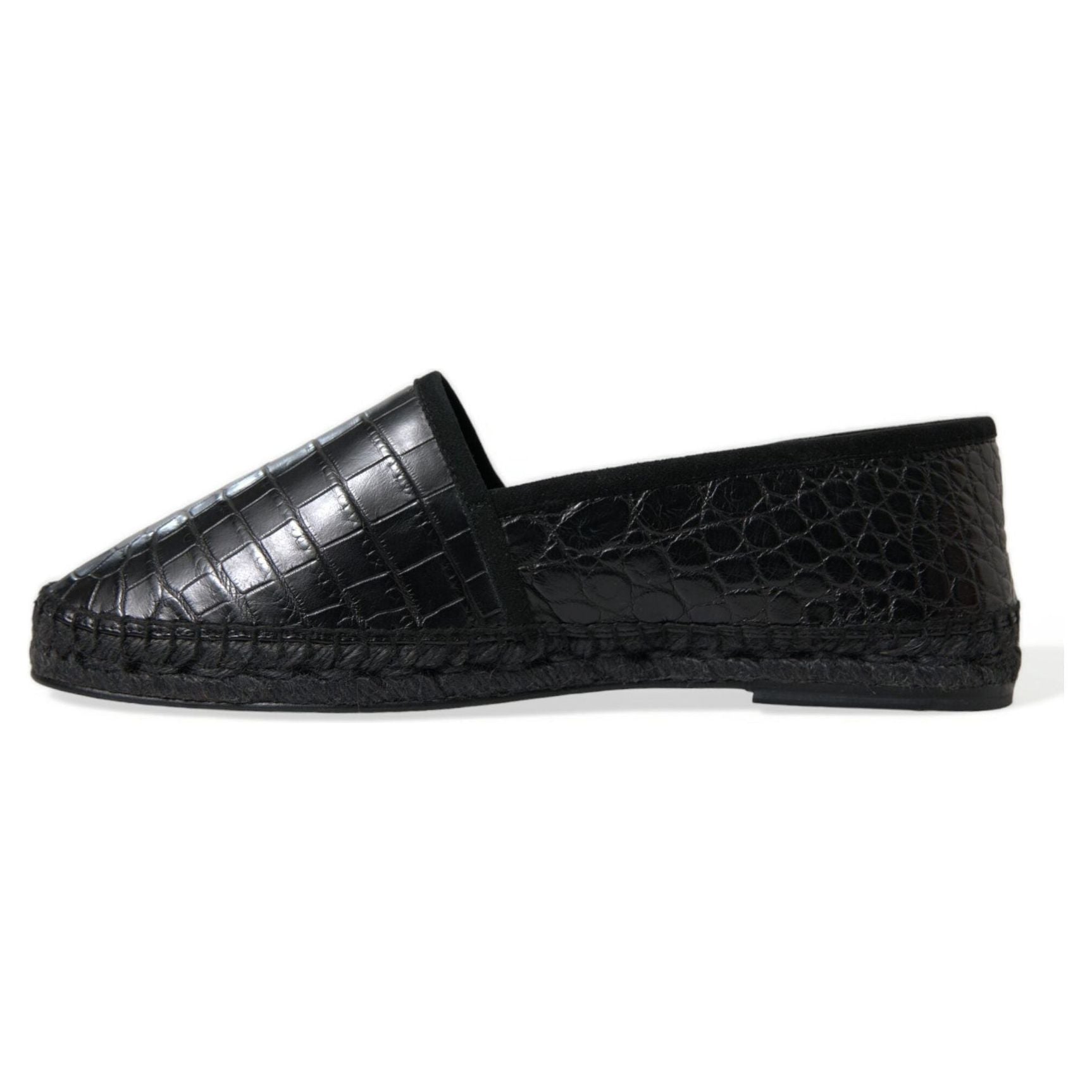 Exotic Black Leather Espadrilles