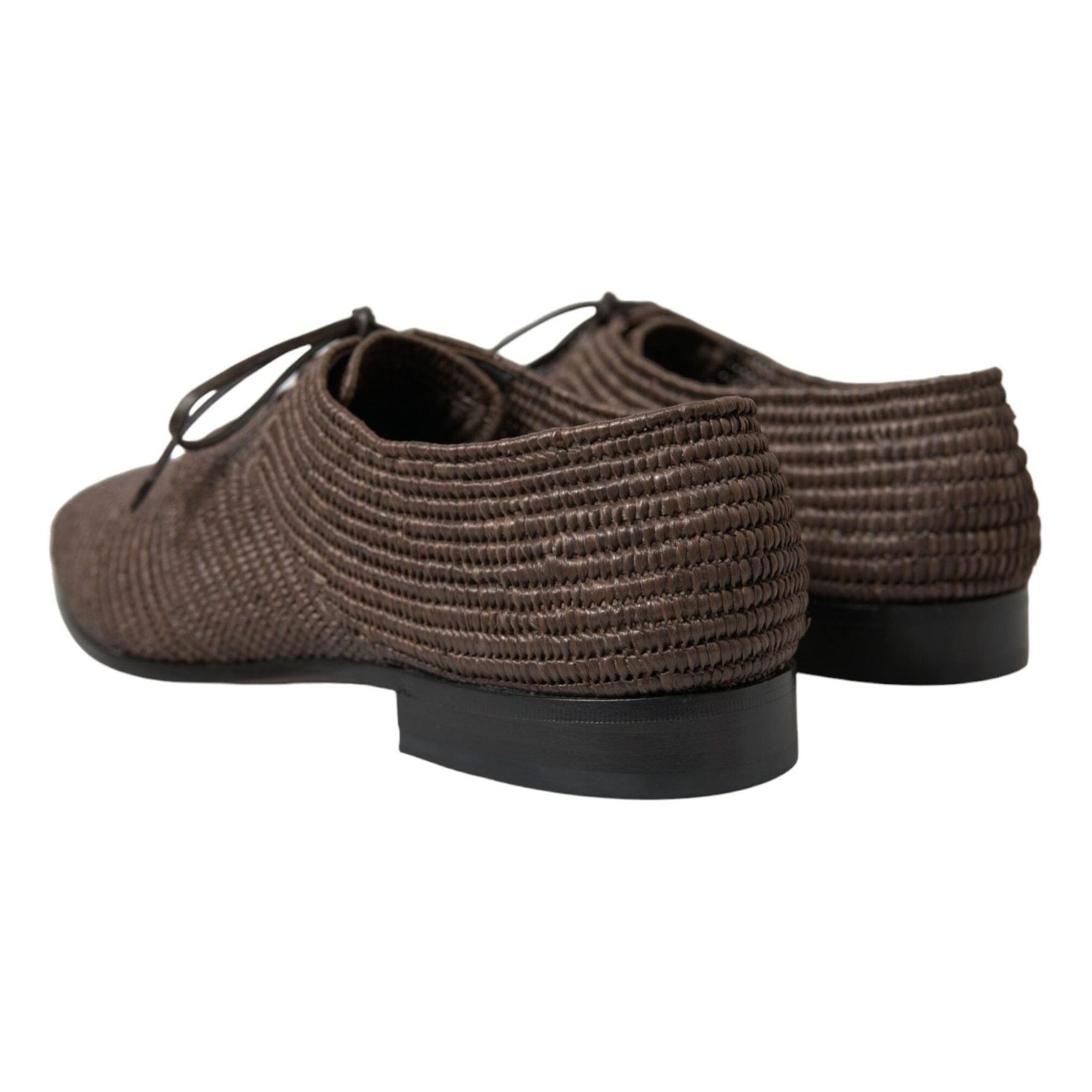 Elegant Raffia Upper Derby Shoes - Lace Up in Brown