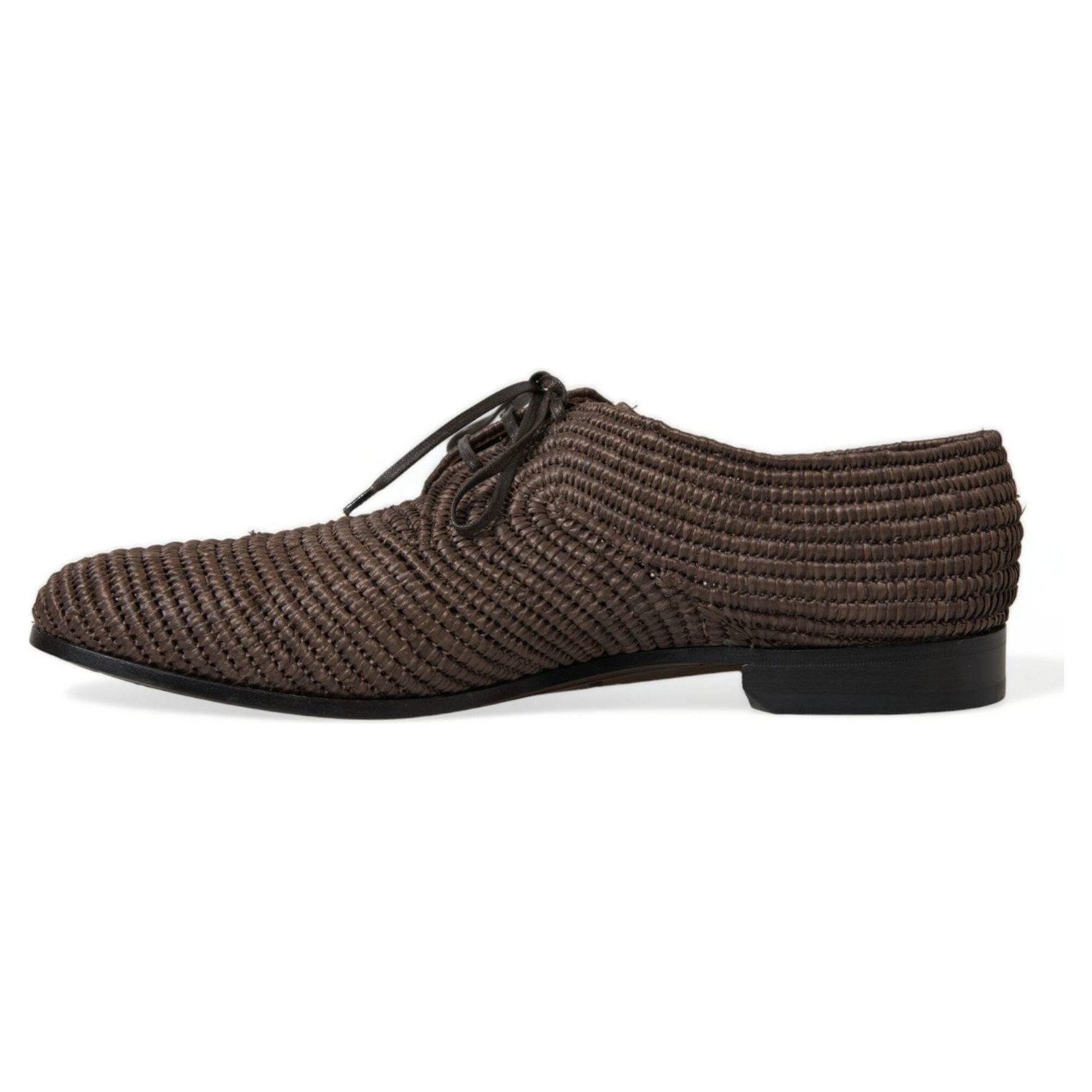 Elegant Raffia Upper Derby Shoes - Lace Up in Brown