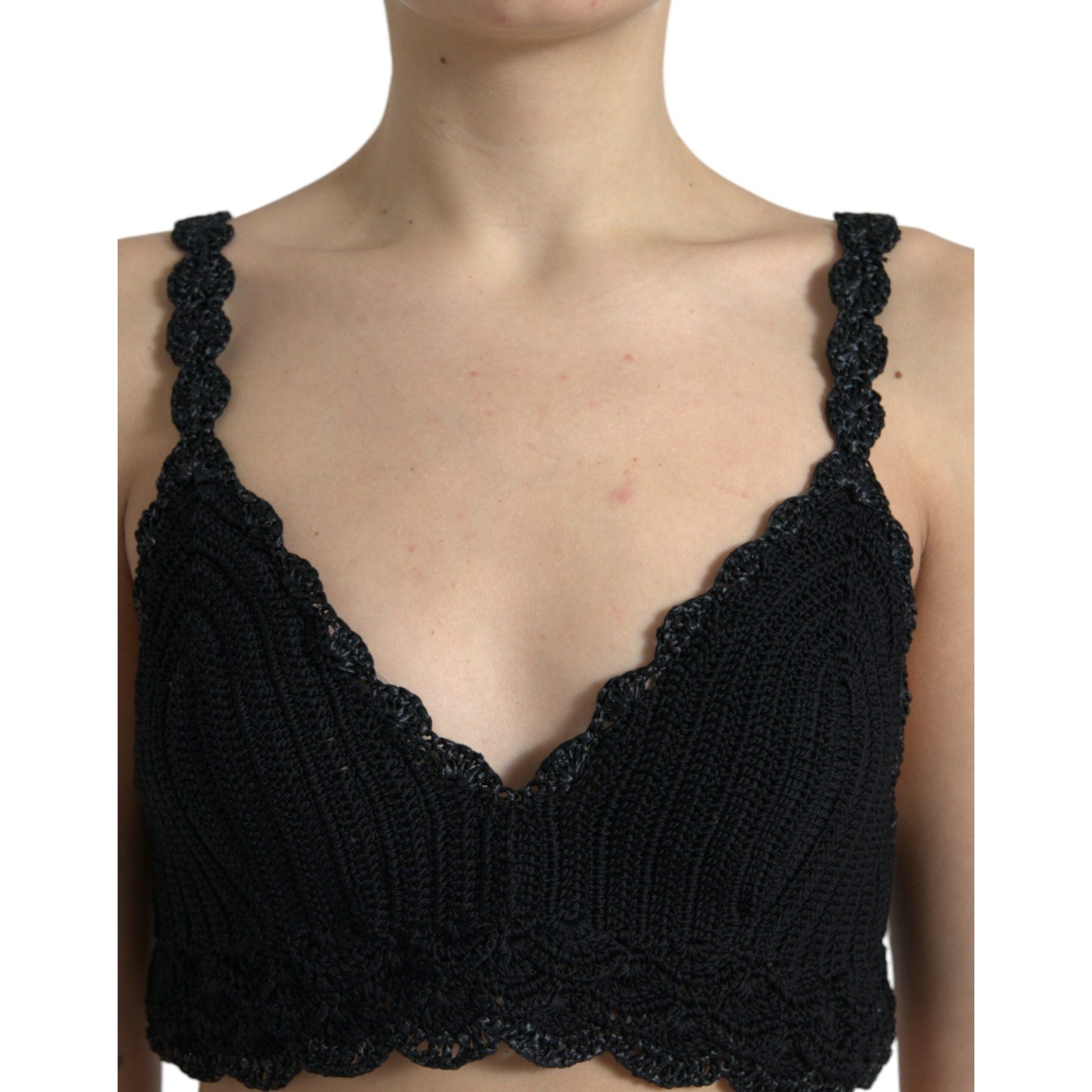 Elegant Black Crochet Corset Top