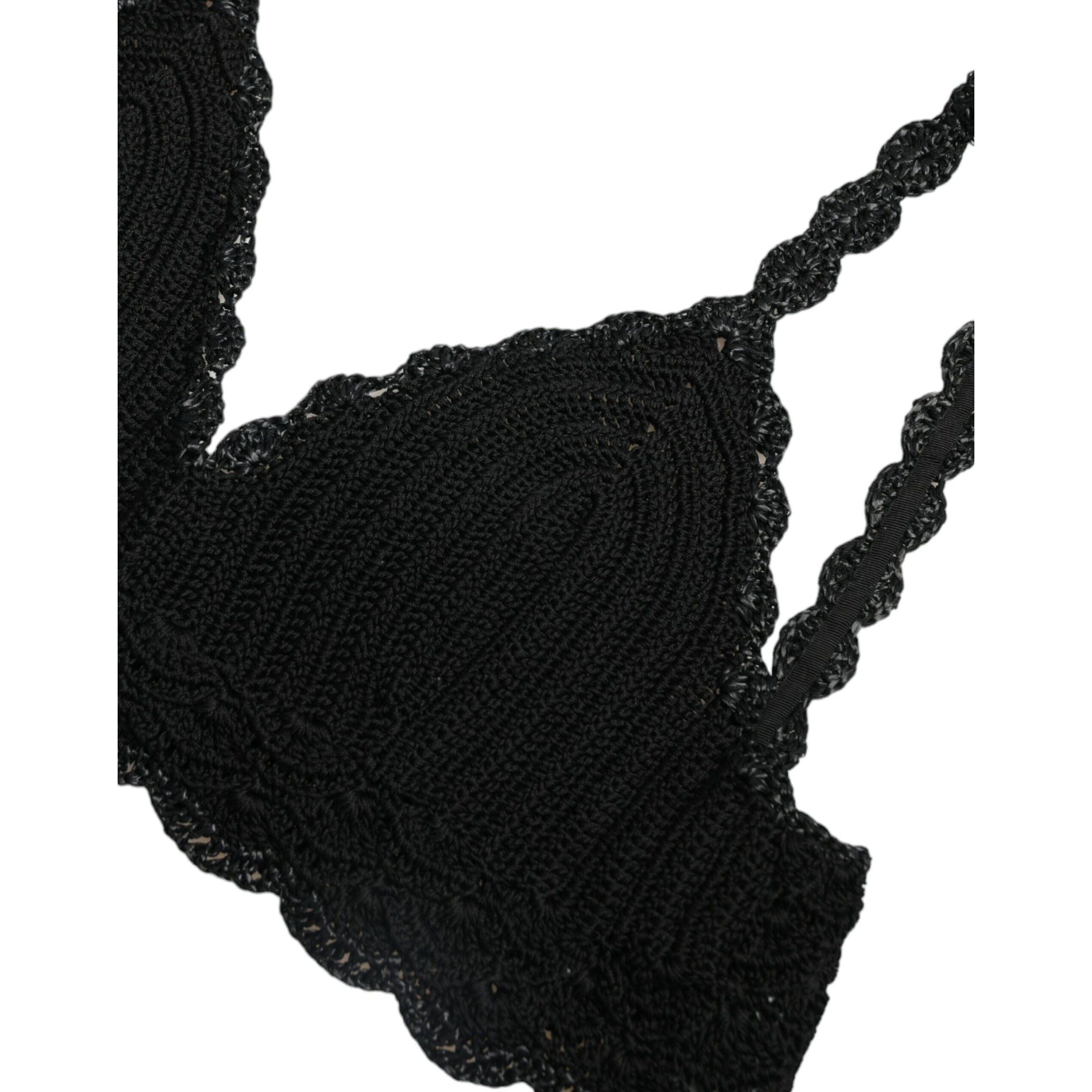 Elegant Black Crochet Corset Top