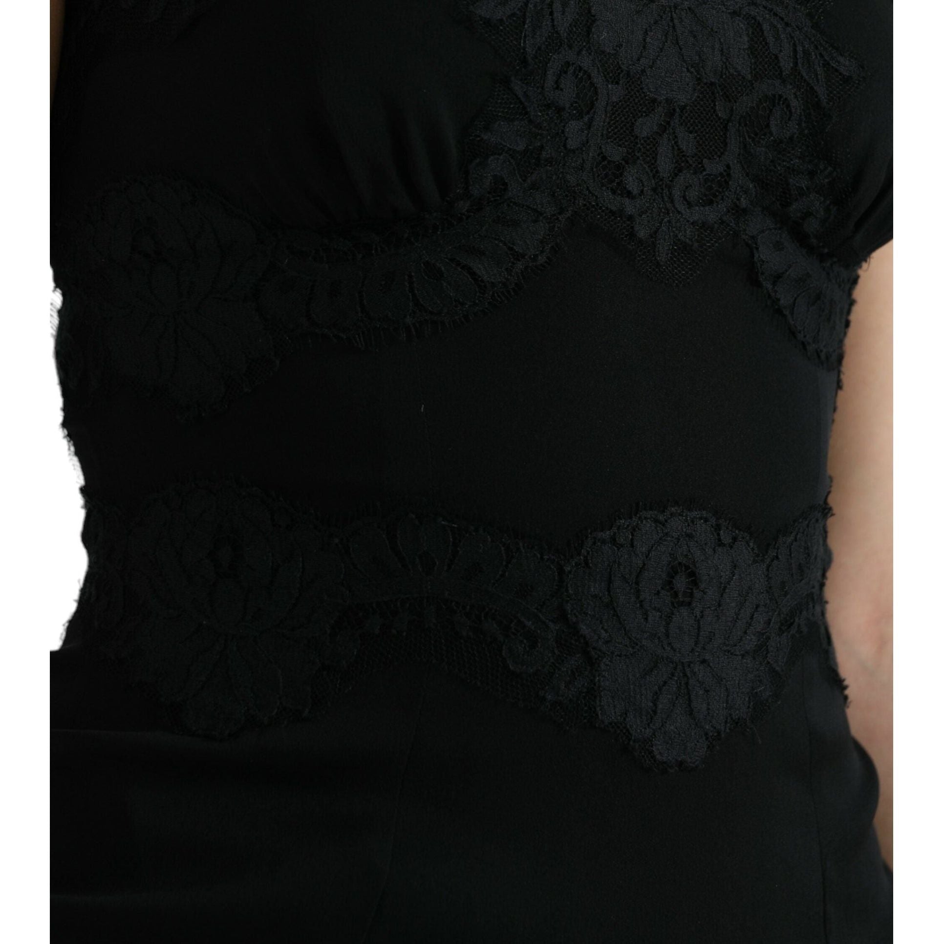 Elegant Black Silk Lace Tank Top