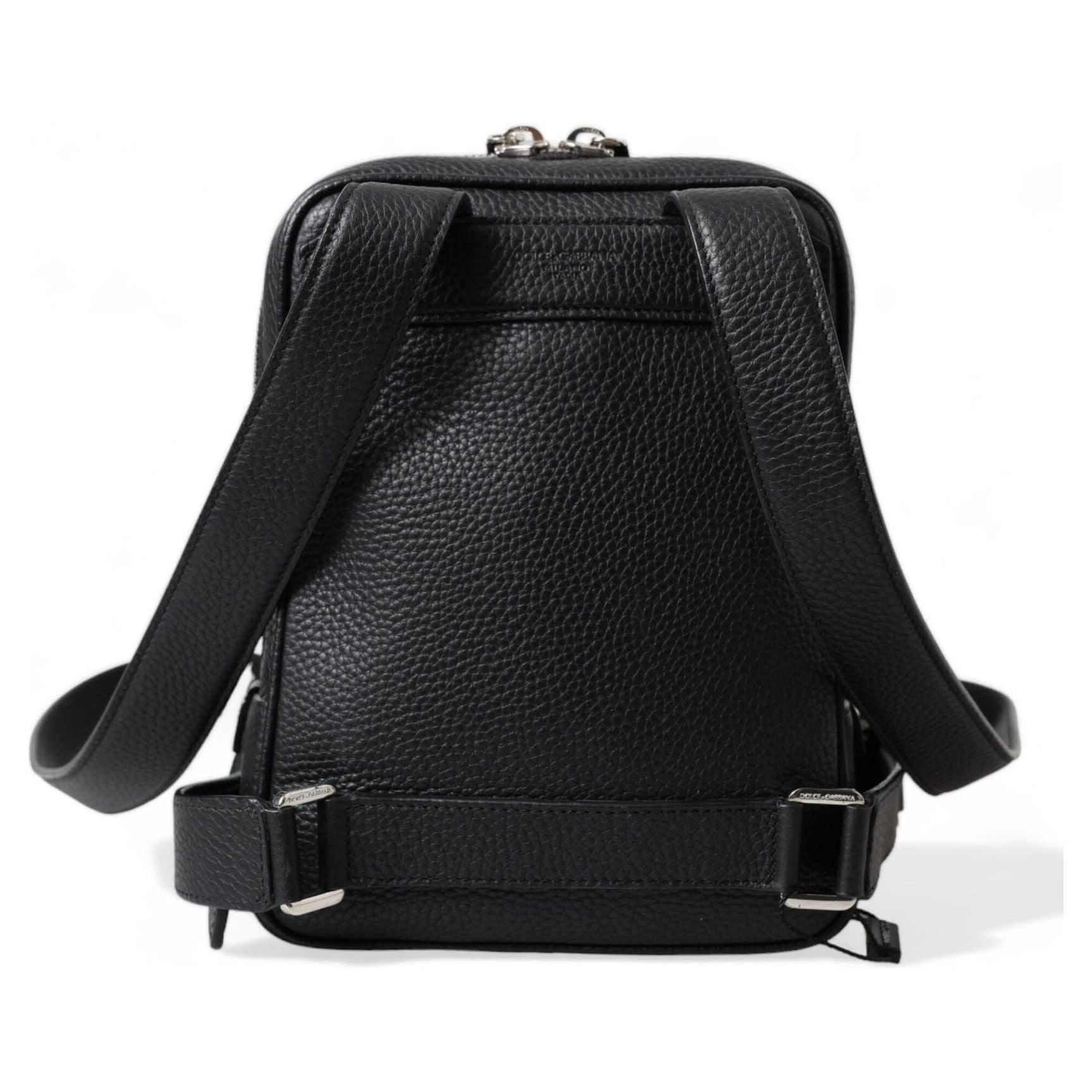 Chic Black Calf Leather Small Backpack