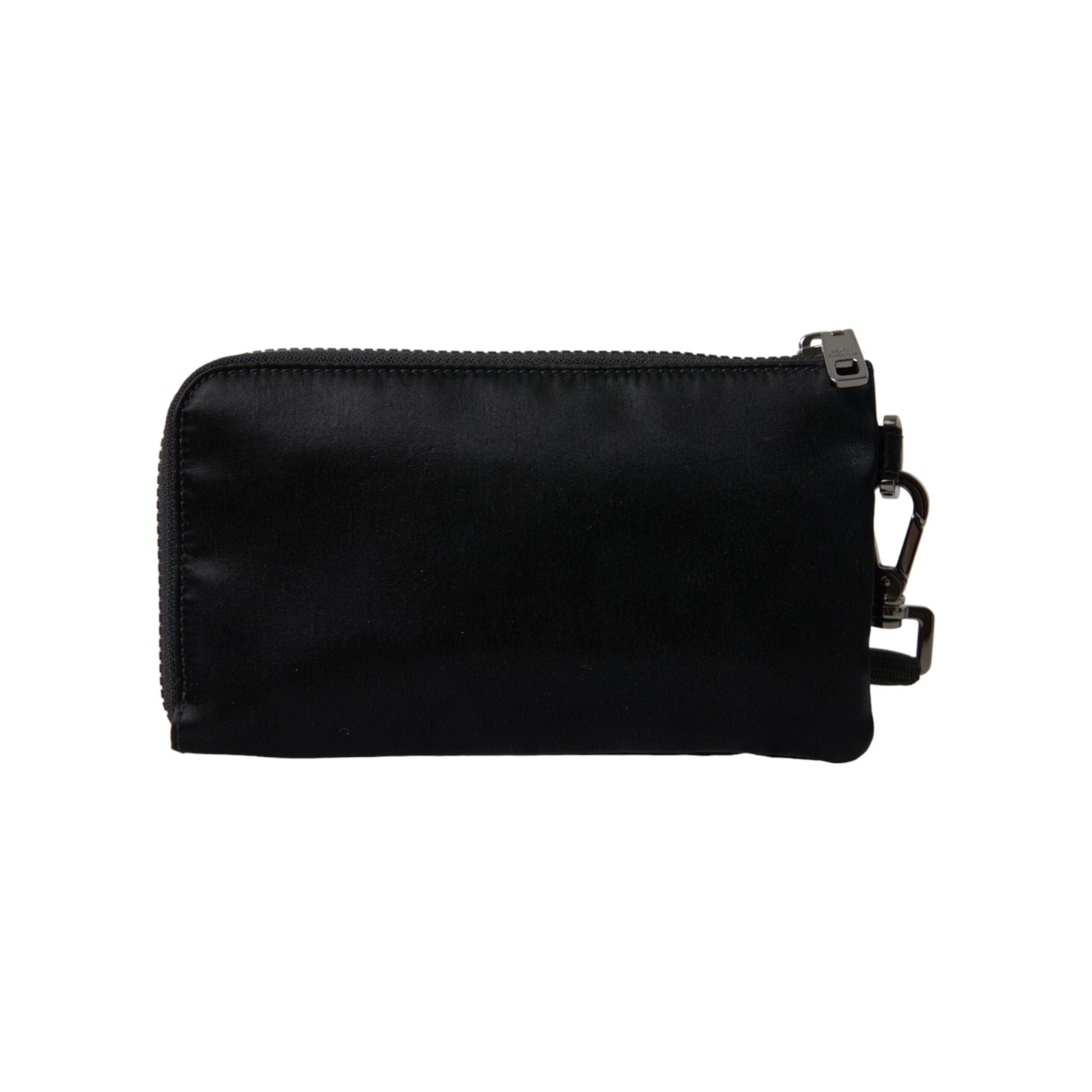 Elegant Black Nylon & Leather Pouch