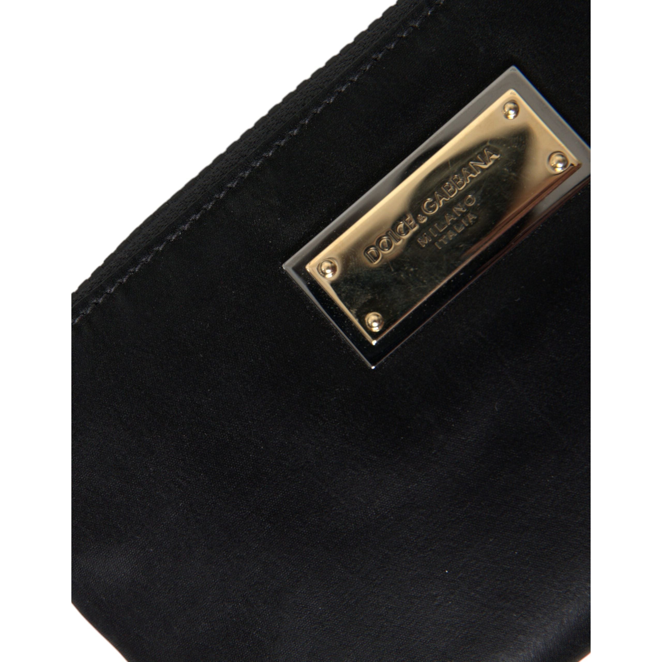 Elegant Black Nylon & Leather Pouch