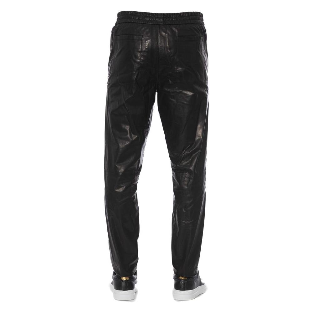 Sleek Black Leather Trousers for Men