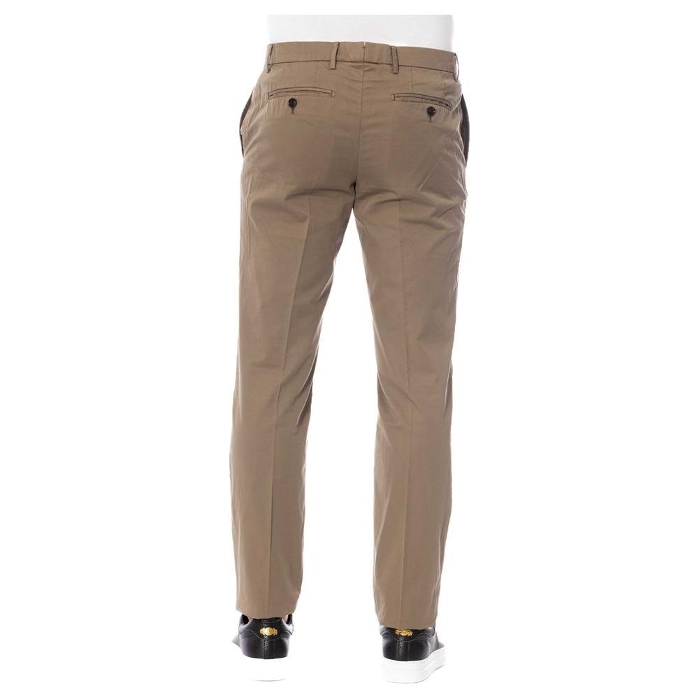 Brown Cotton Men Trouser