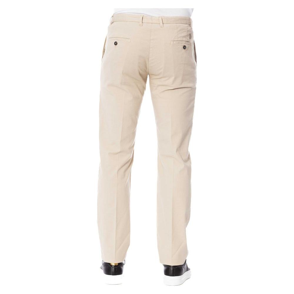 Beige Cotton Men Trouser