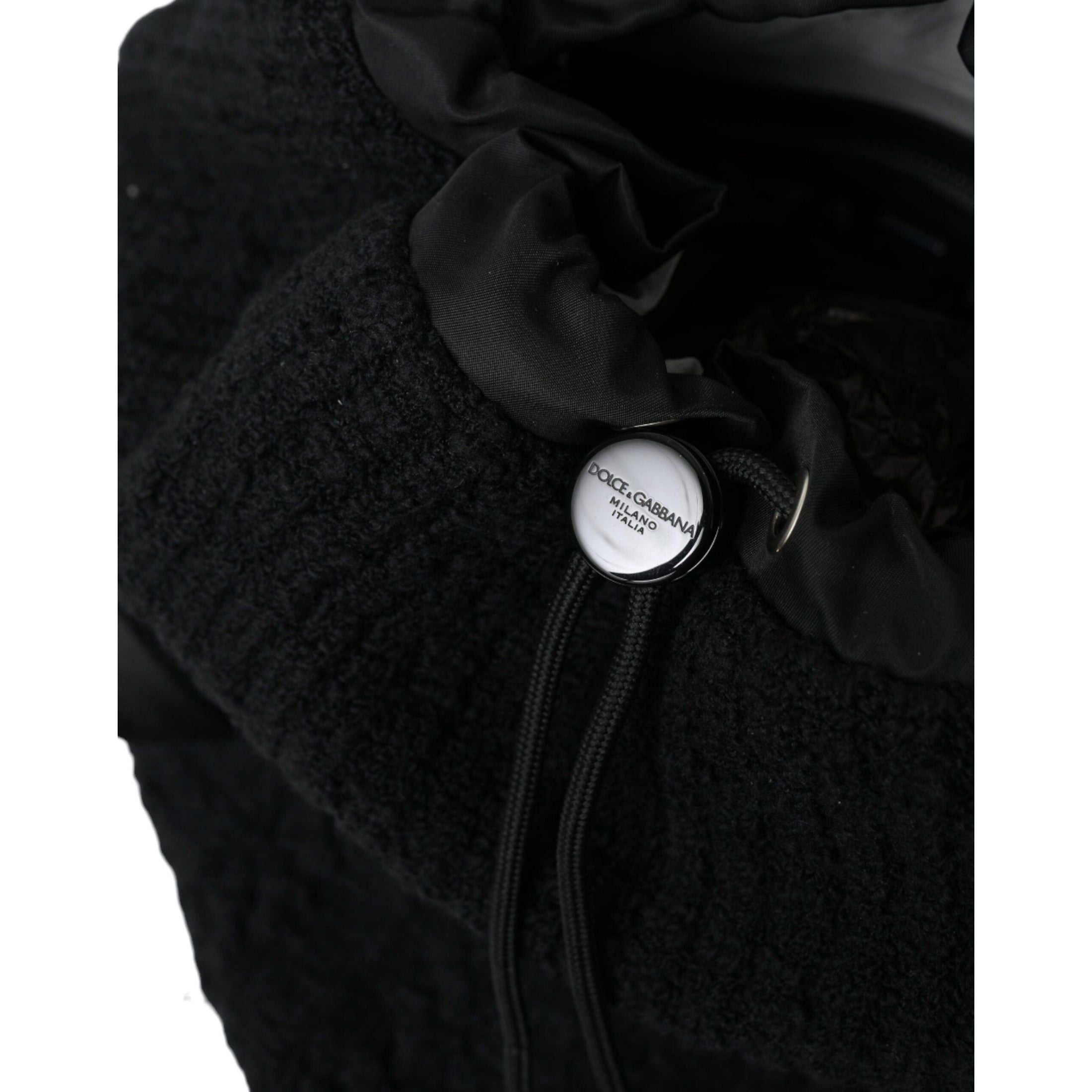 Elegant Tricot Wool-Blend Backpack in Black