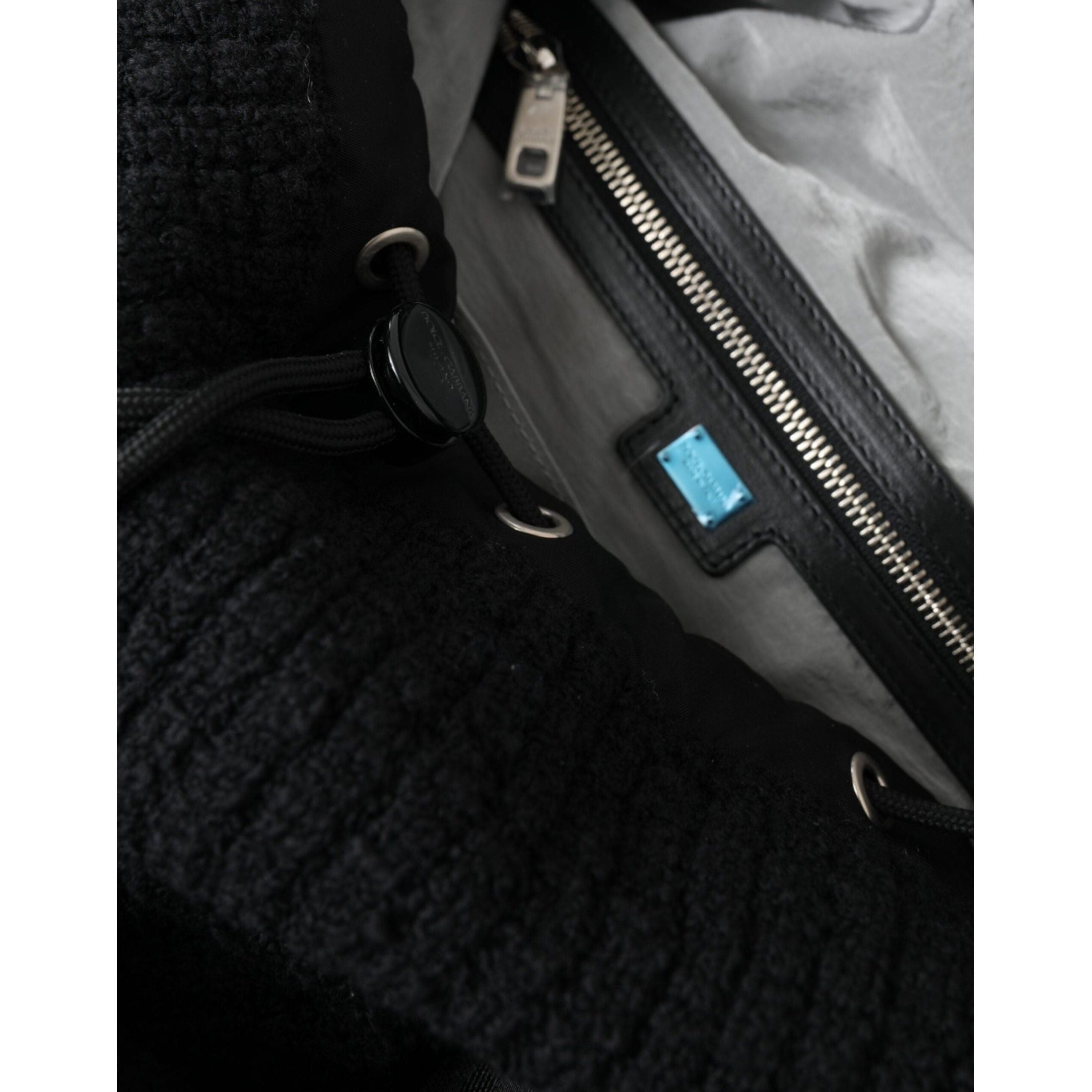 Elegant Tricot Wool-Blend Backpack in Black