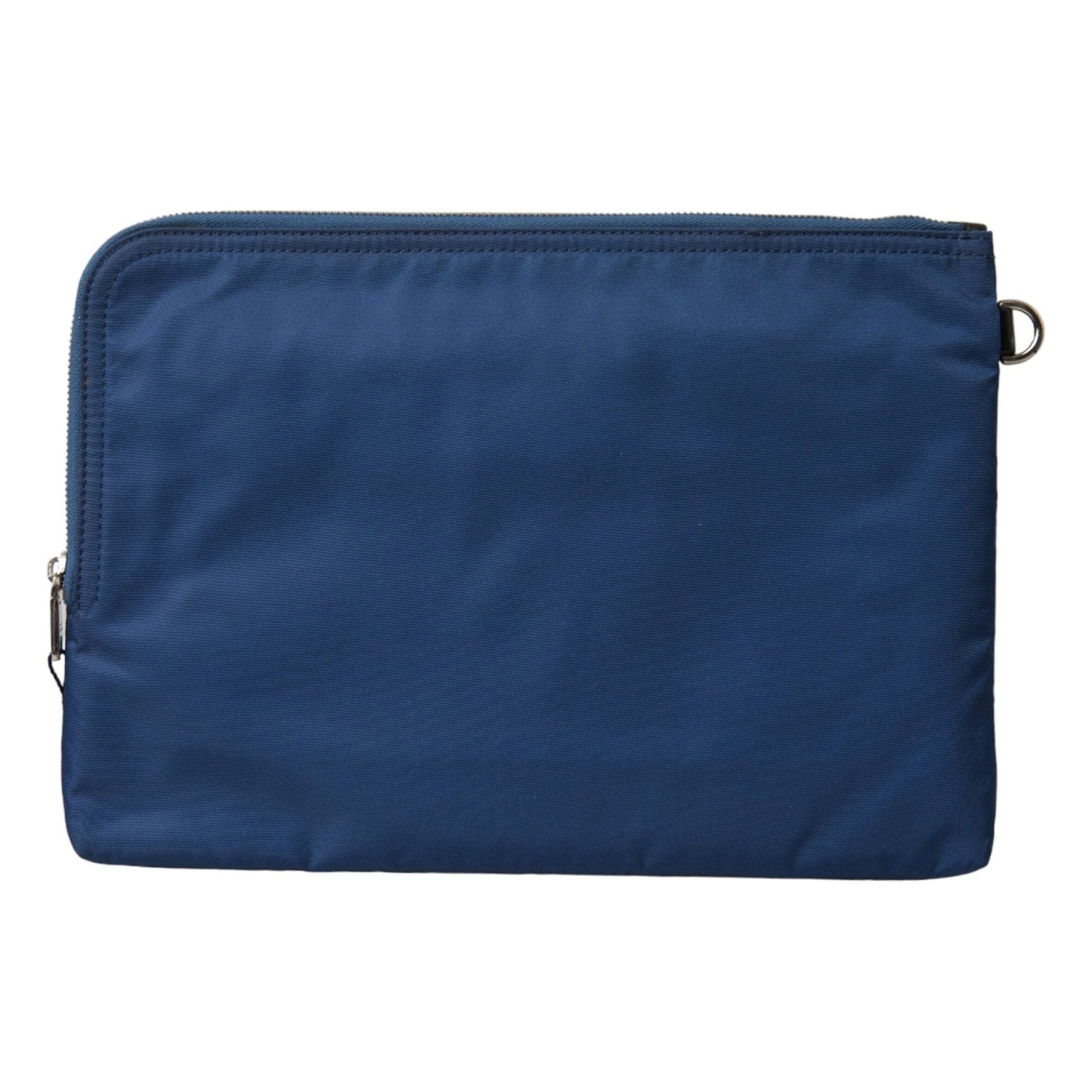 Elegant Blue Nylon Zipped Clutch