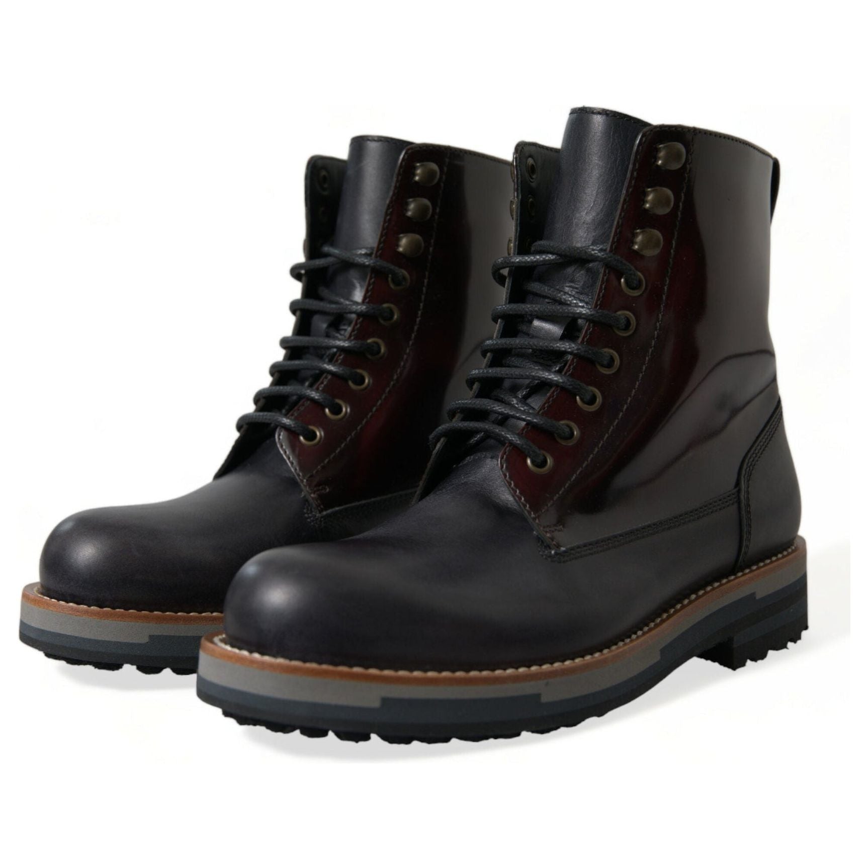 Elegant Bi-Color Leather Boots