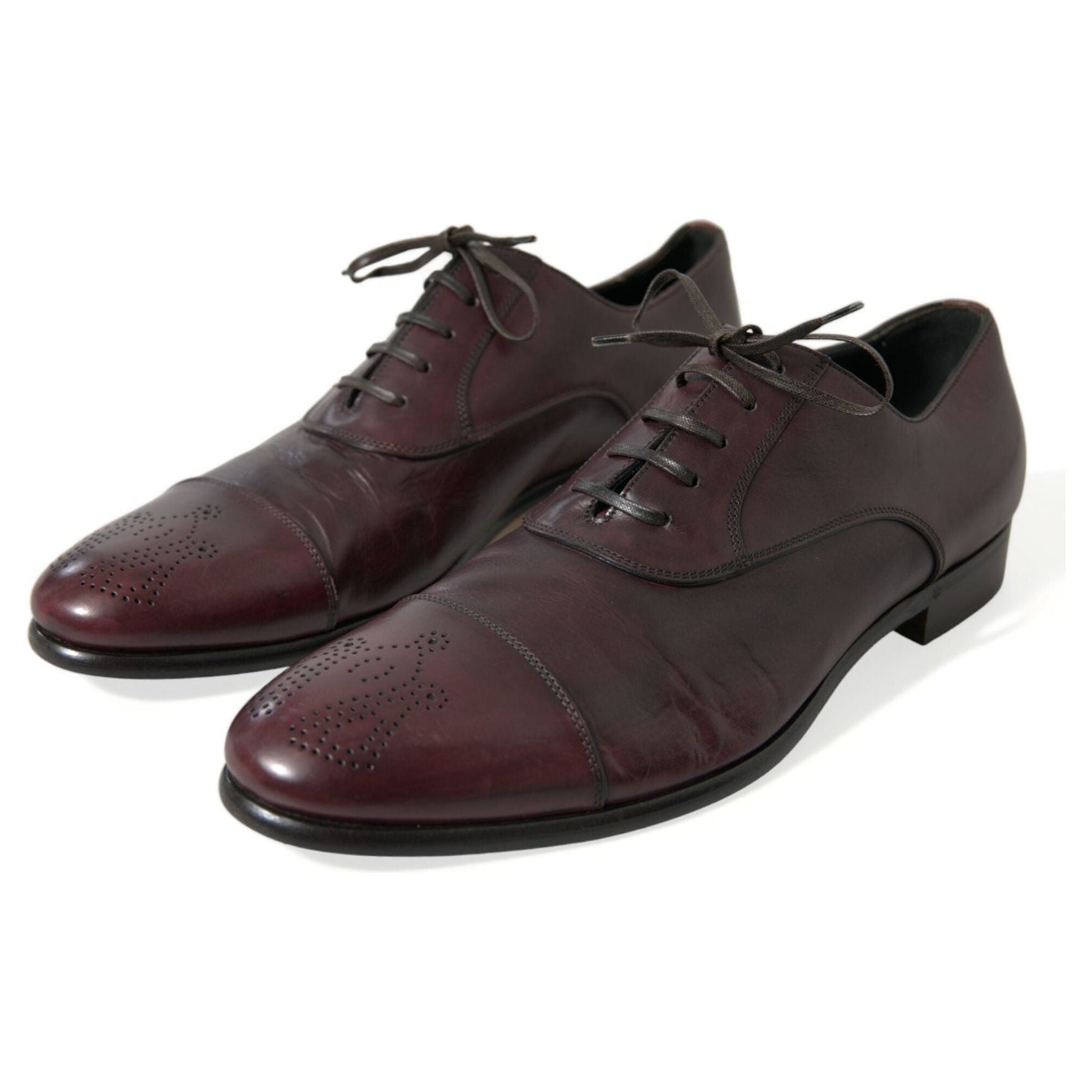 Elegant Burgundy Leather Derby Shoes