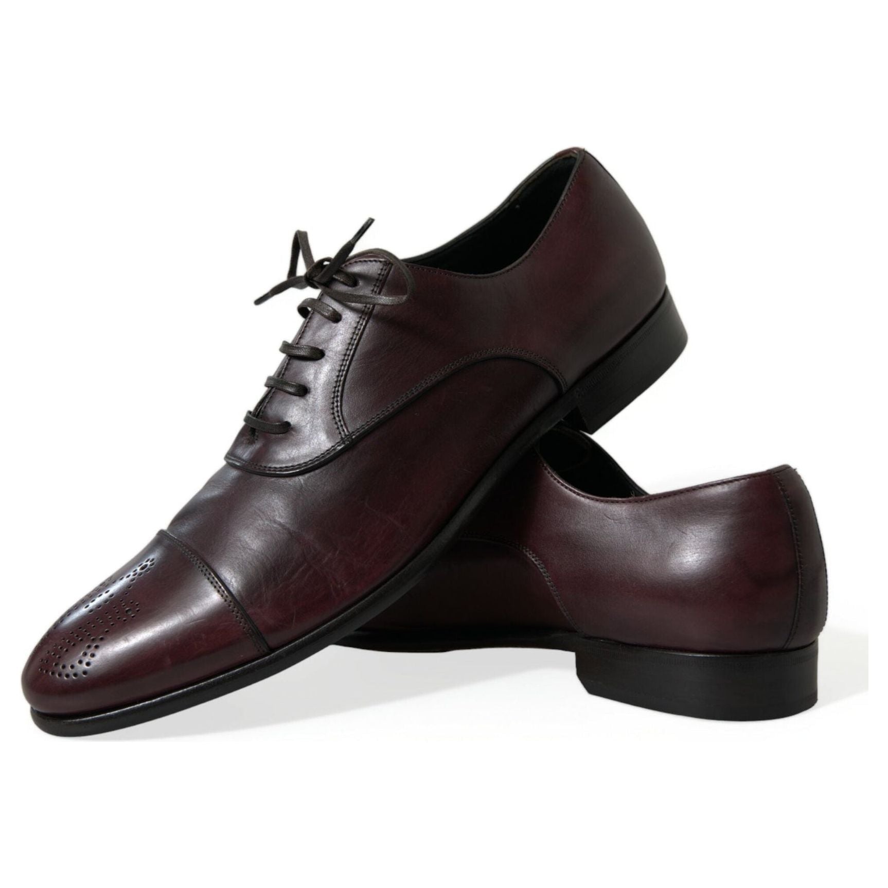 Elegant Burgundy Leather Derby Shoes