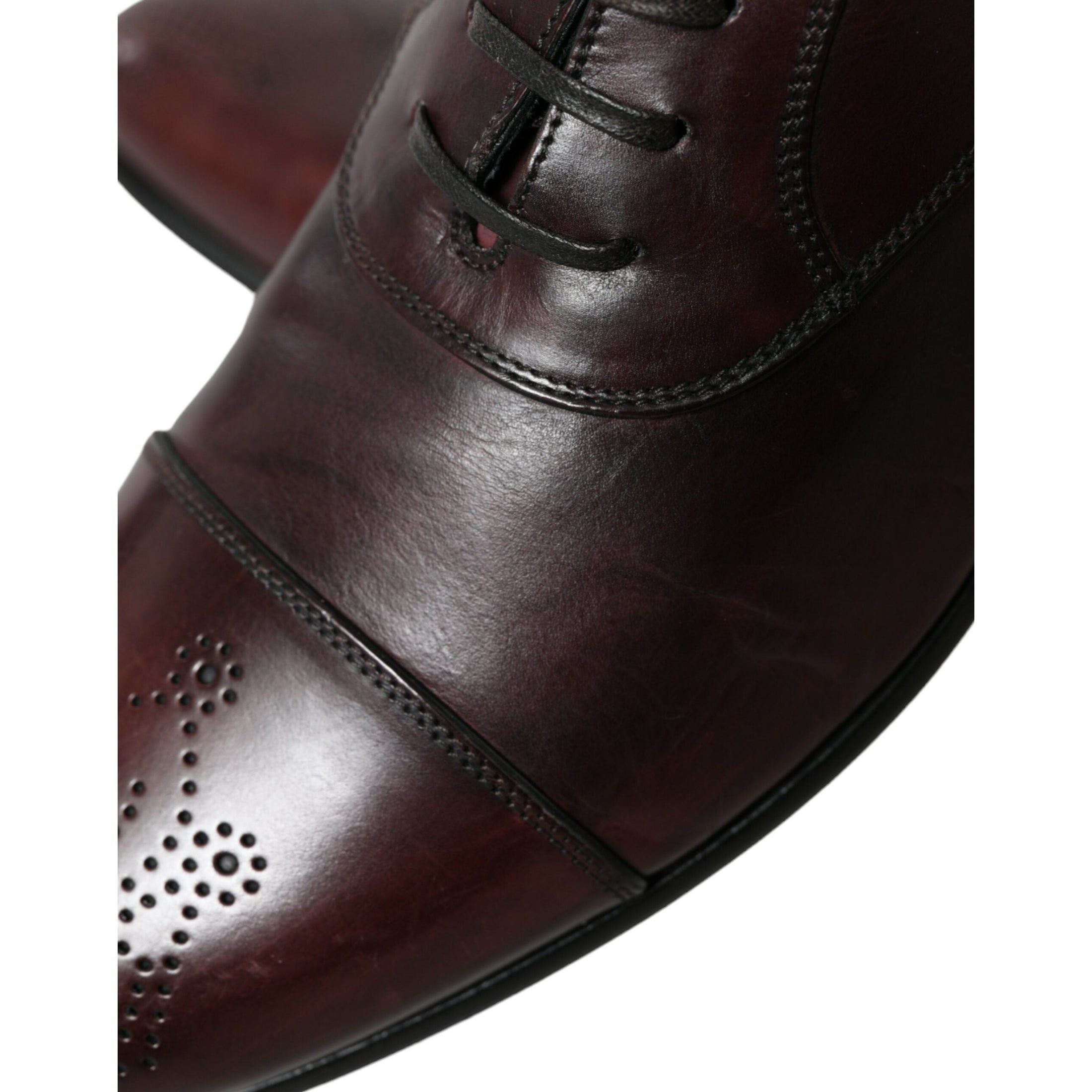 Elegant Burgundy Leather Derby Shoes