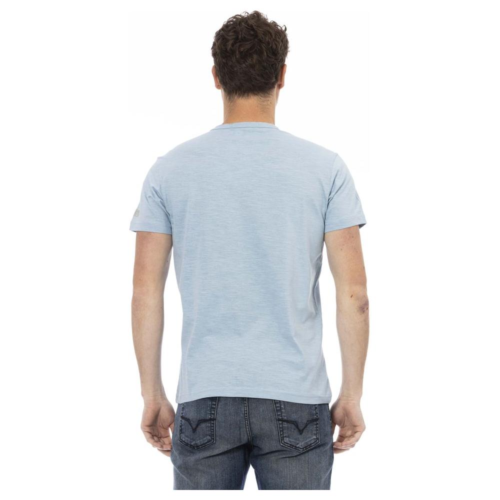 Light Blue Cotton Men T-Shirt