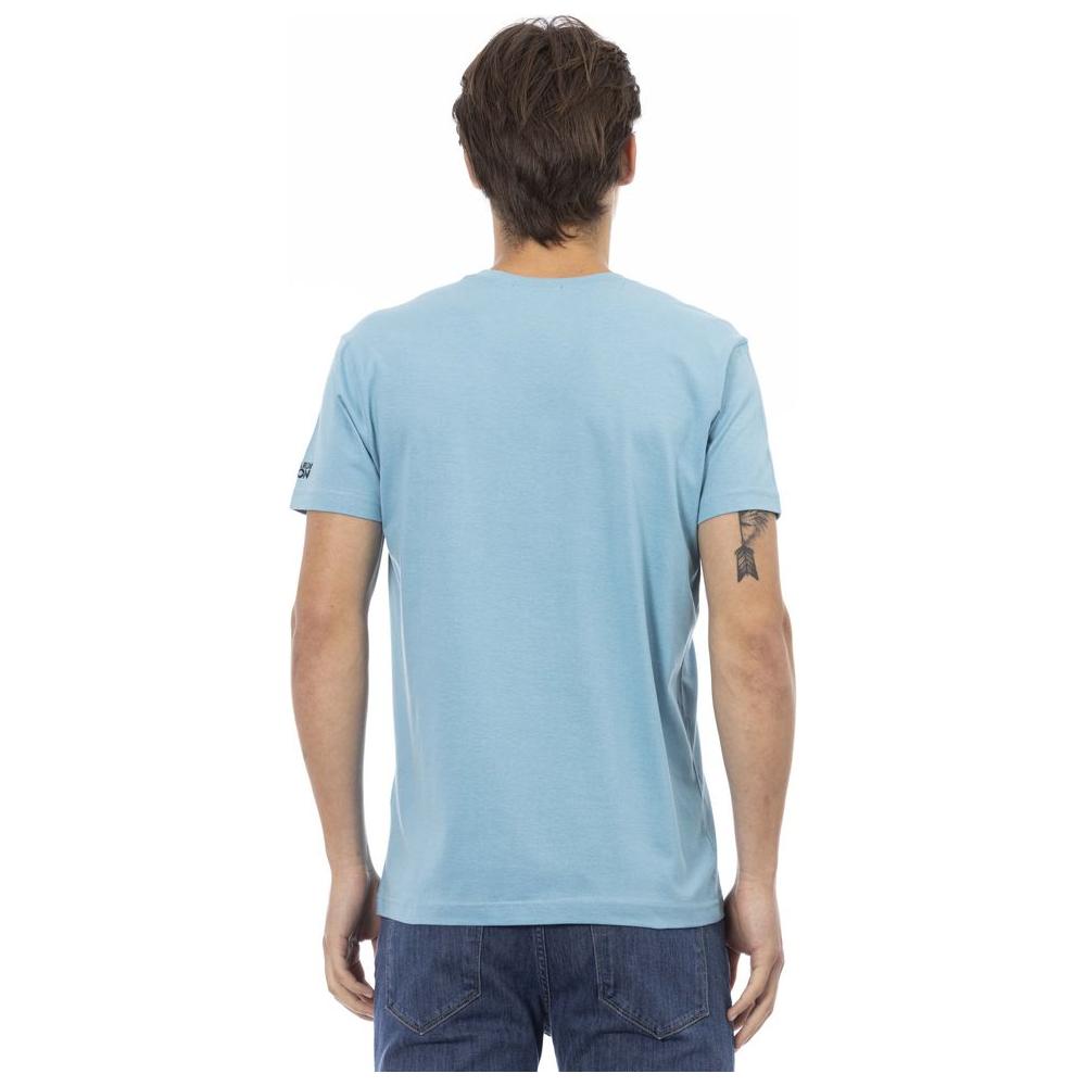 Light Blue Cotton Men T-Shirt