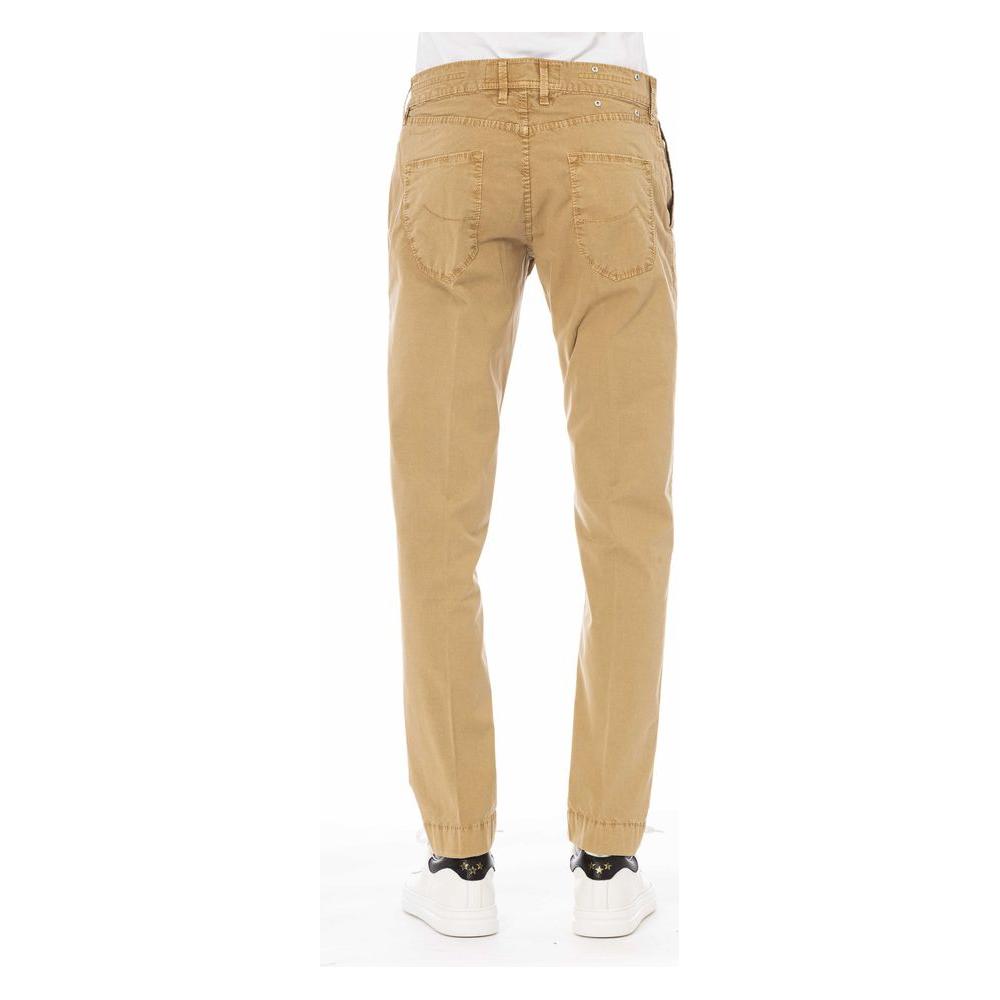 Beige Cotton Men Jeans