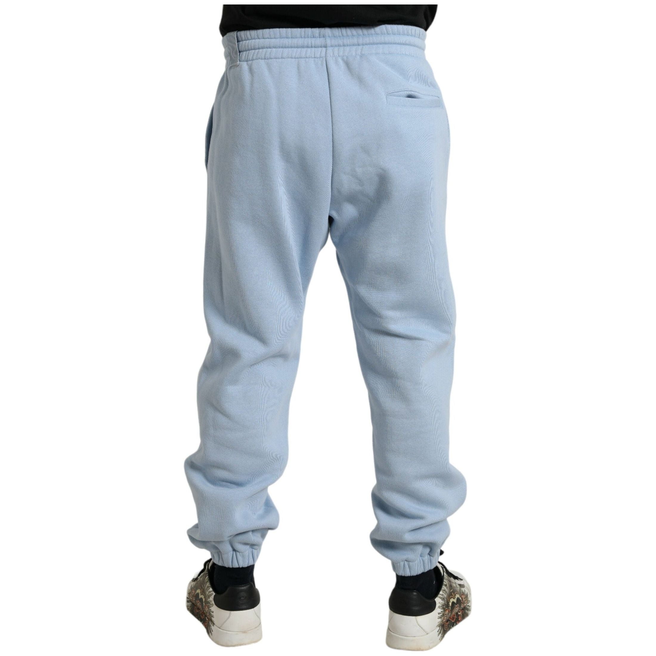 Elegant Light Blue Cotton Blend Joggers