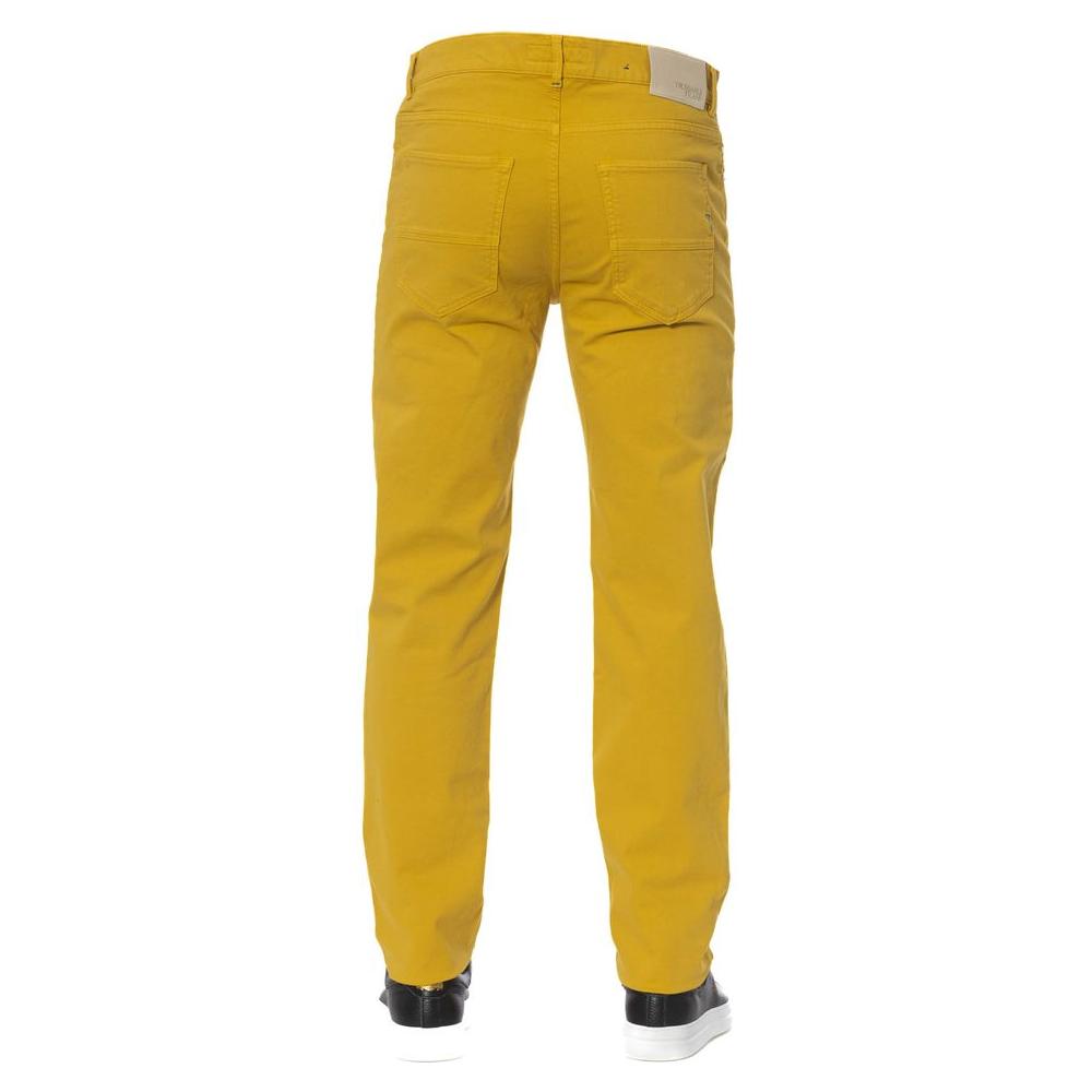 Yellow Cotton Men Pant