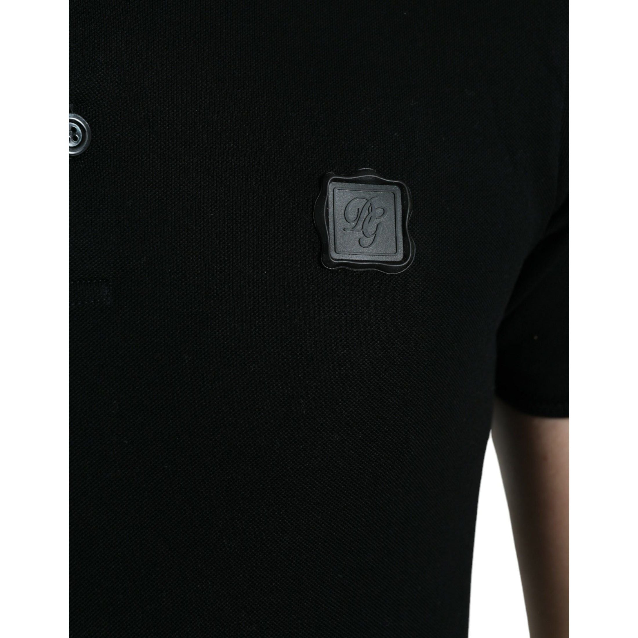 Elegant Black Cotton Polo Shirt