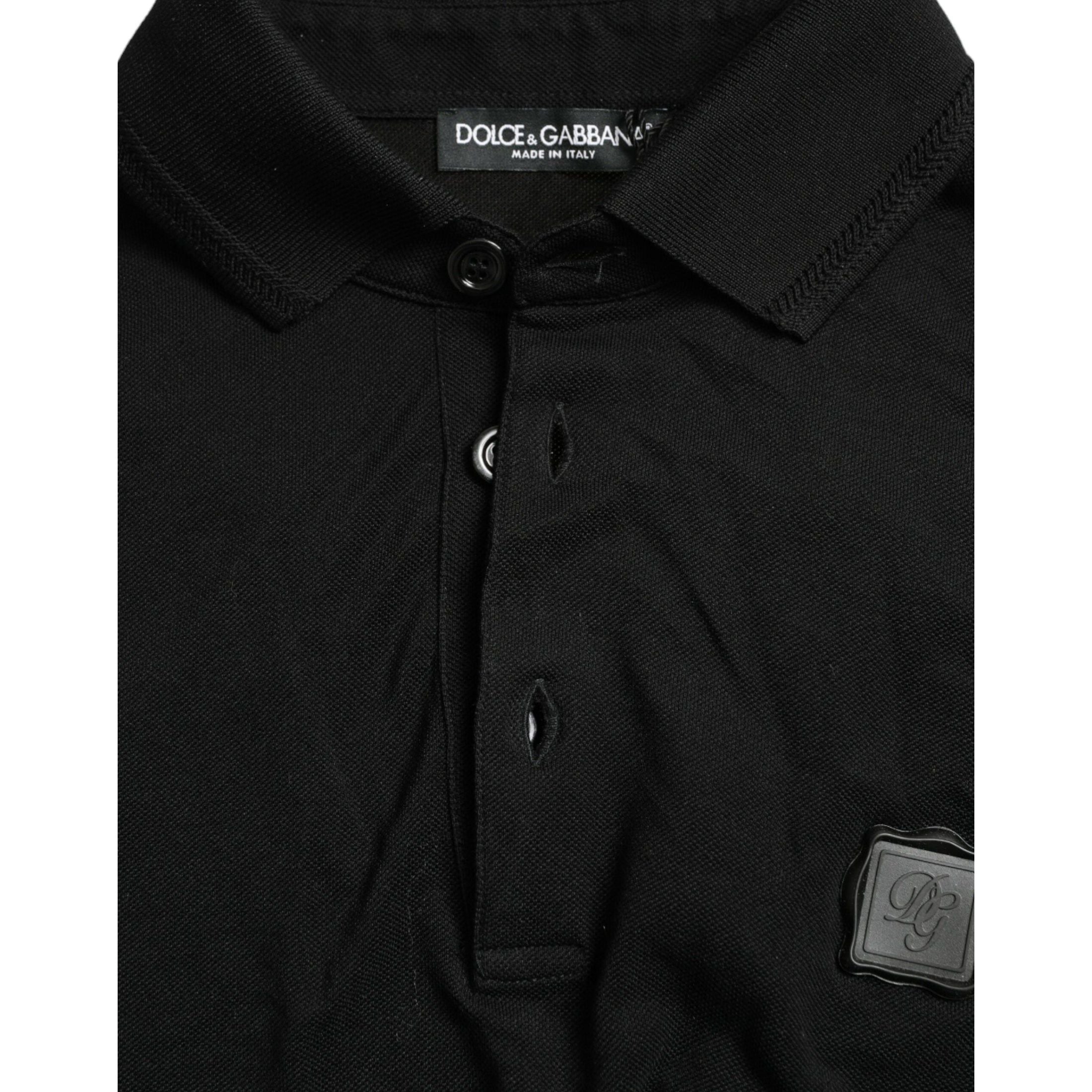 Elegant Black Cotton Polo Shirt