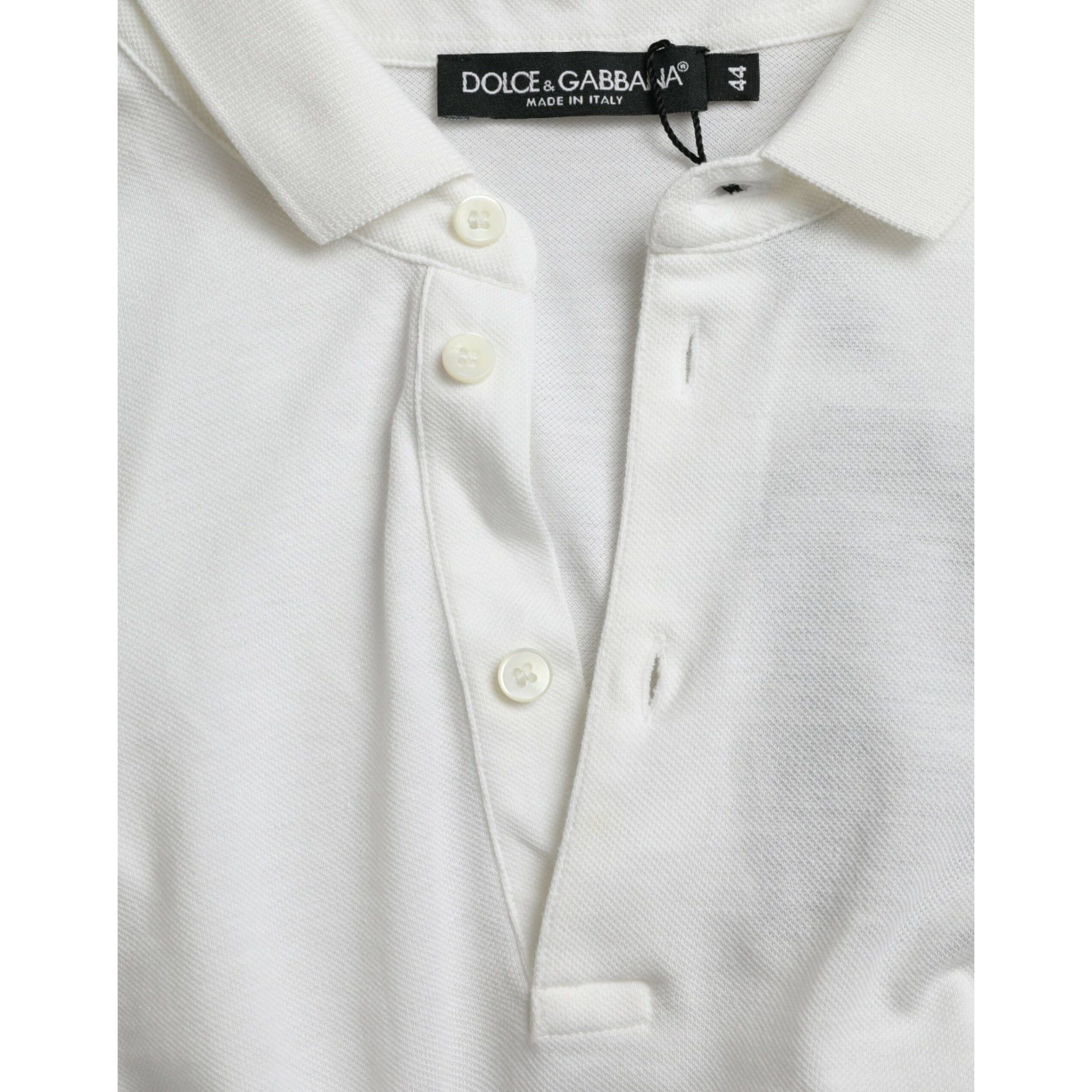 Crown Embroidered White Cotton Polo