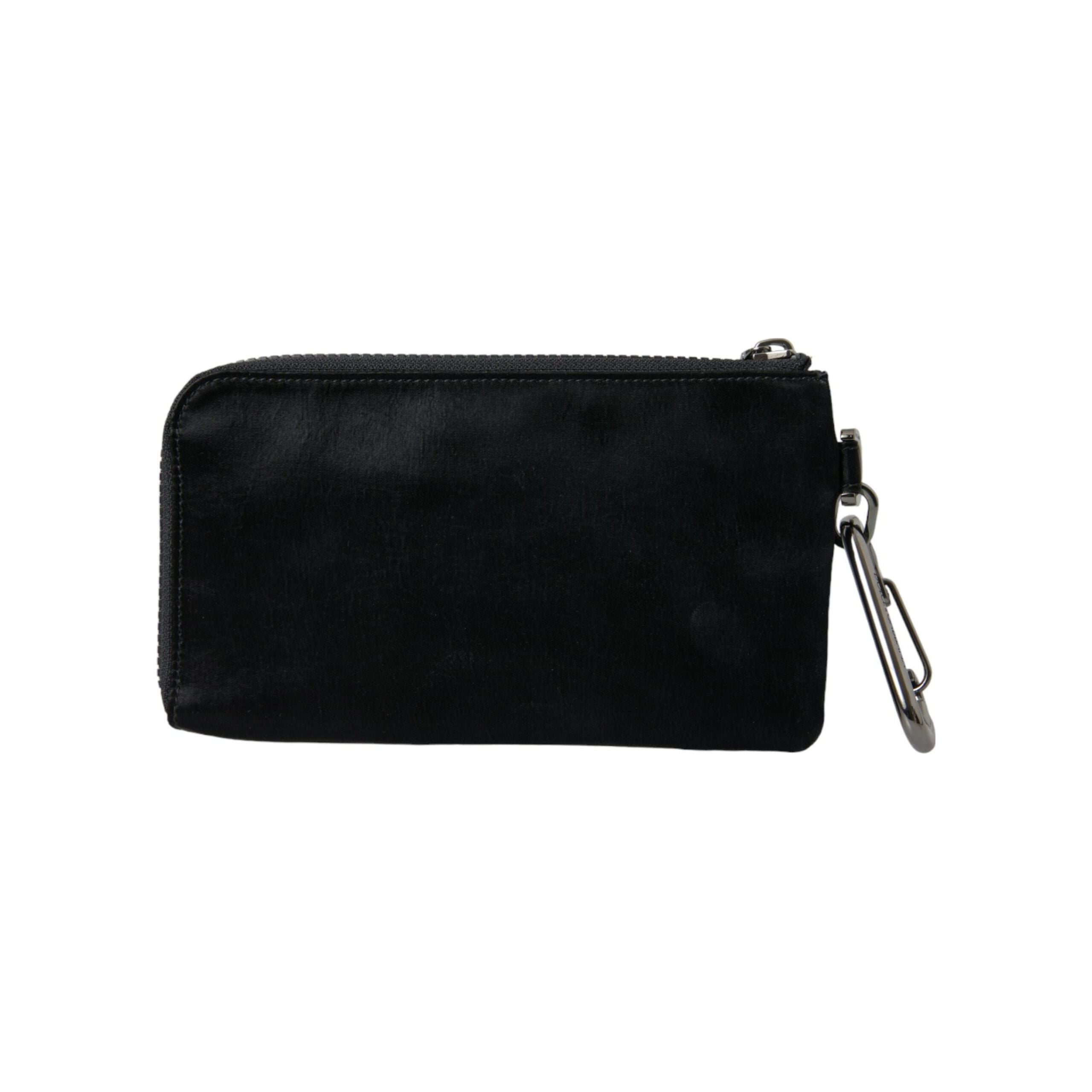 Sleek Designer Nylon-Leather Pouch in Black