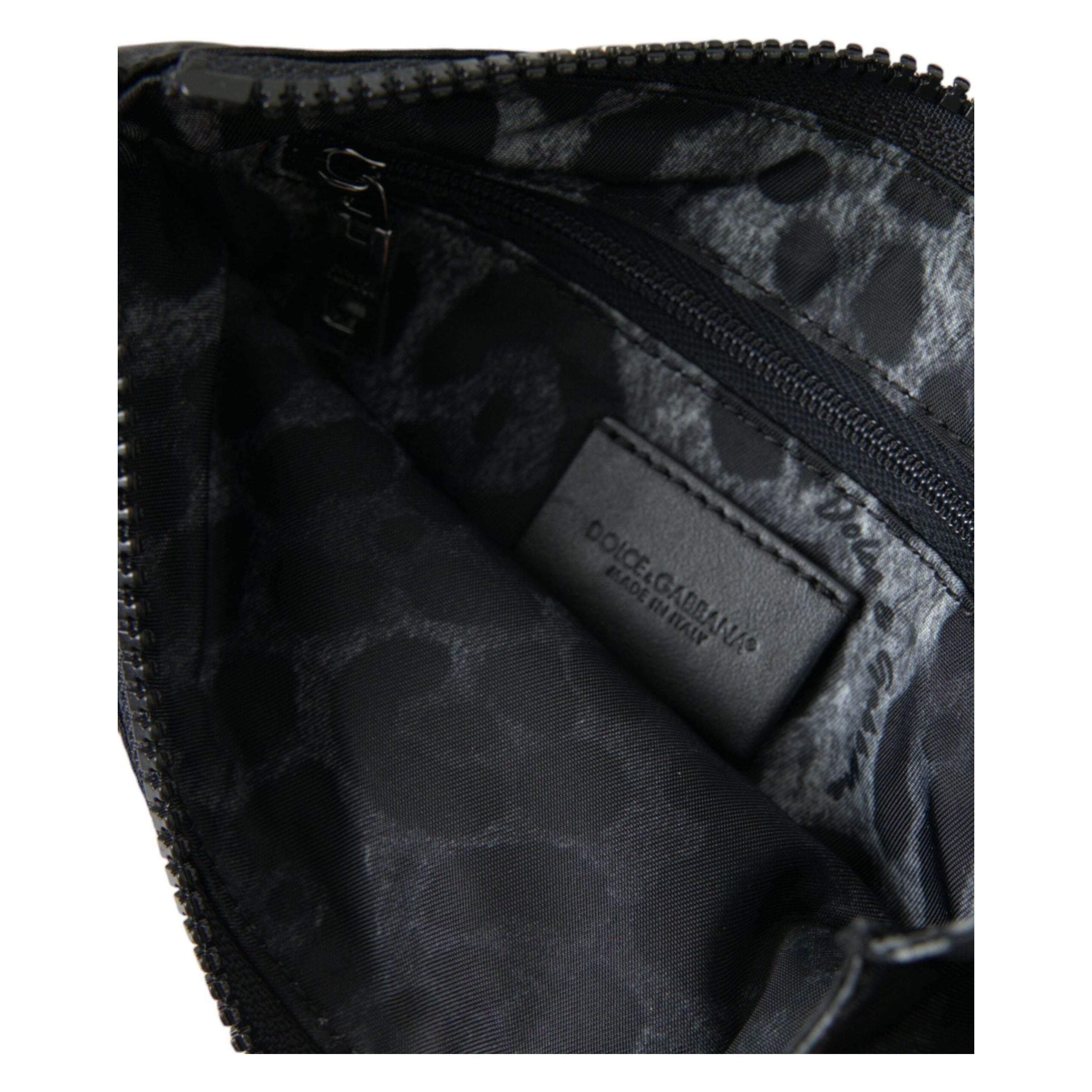 Sleek Designer Nylon-Leather Pouch in Black