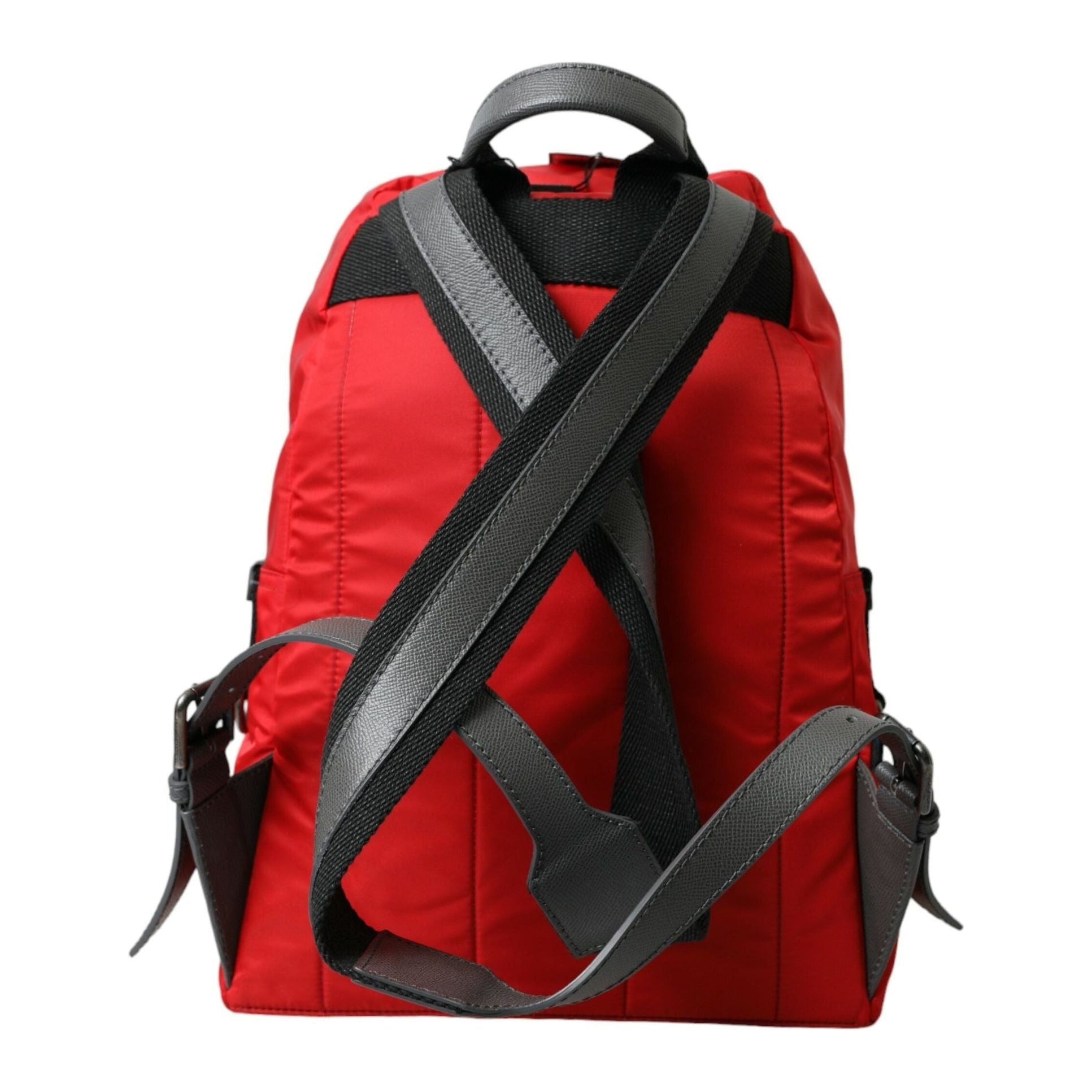 Elegant Red Nylon-Leather Backpack