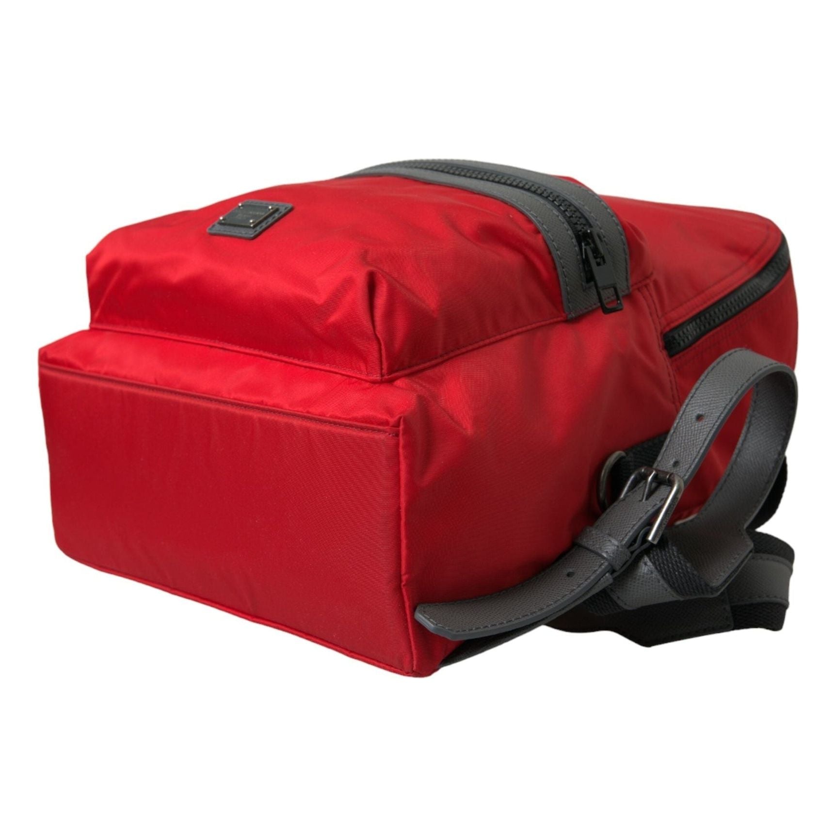 Elegant Red Nylon-Leather Backpack