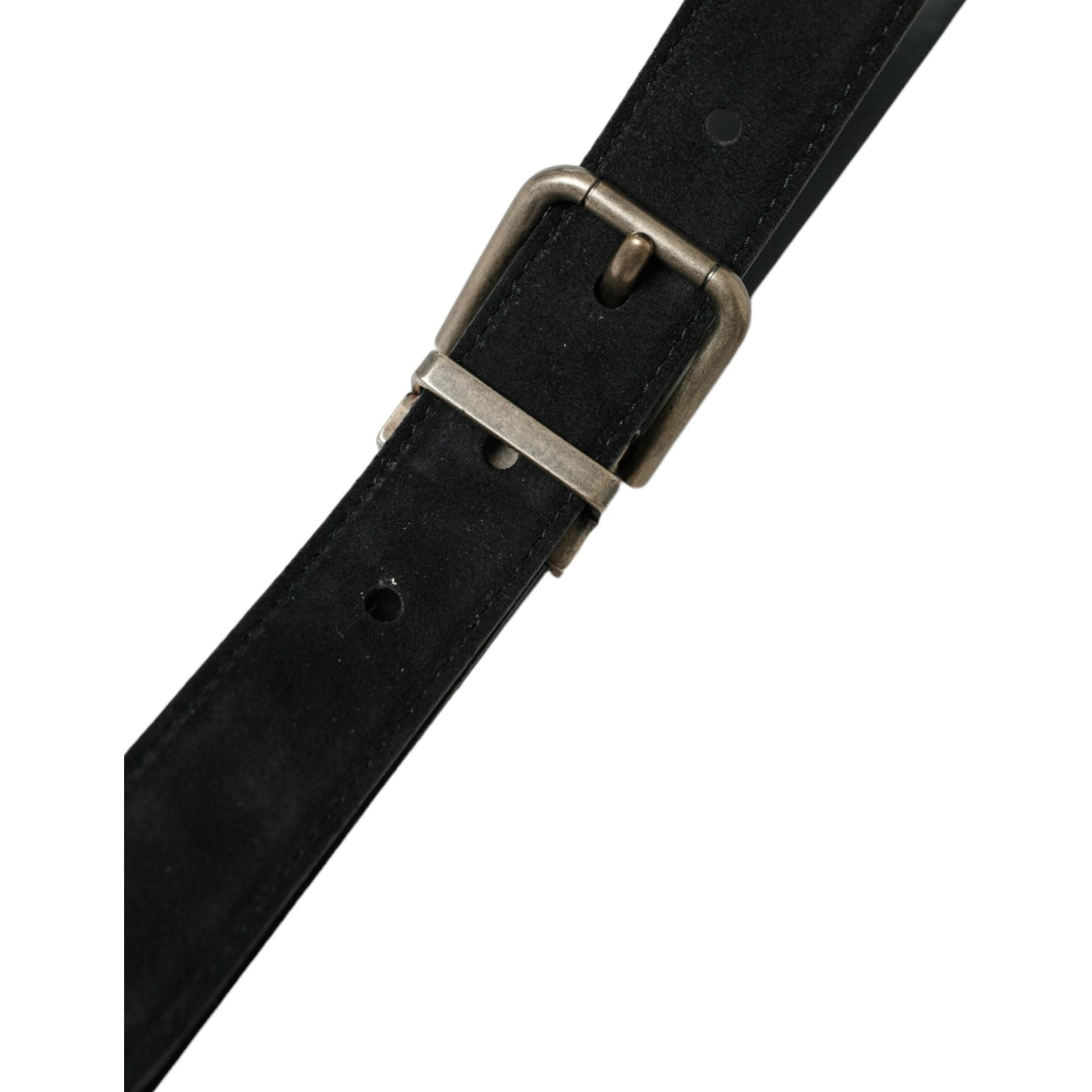 Elegant Black Leather Belt with Metal Buckle