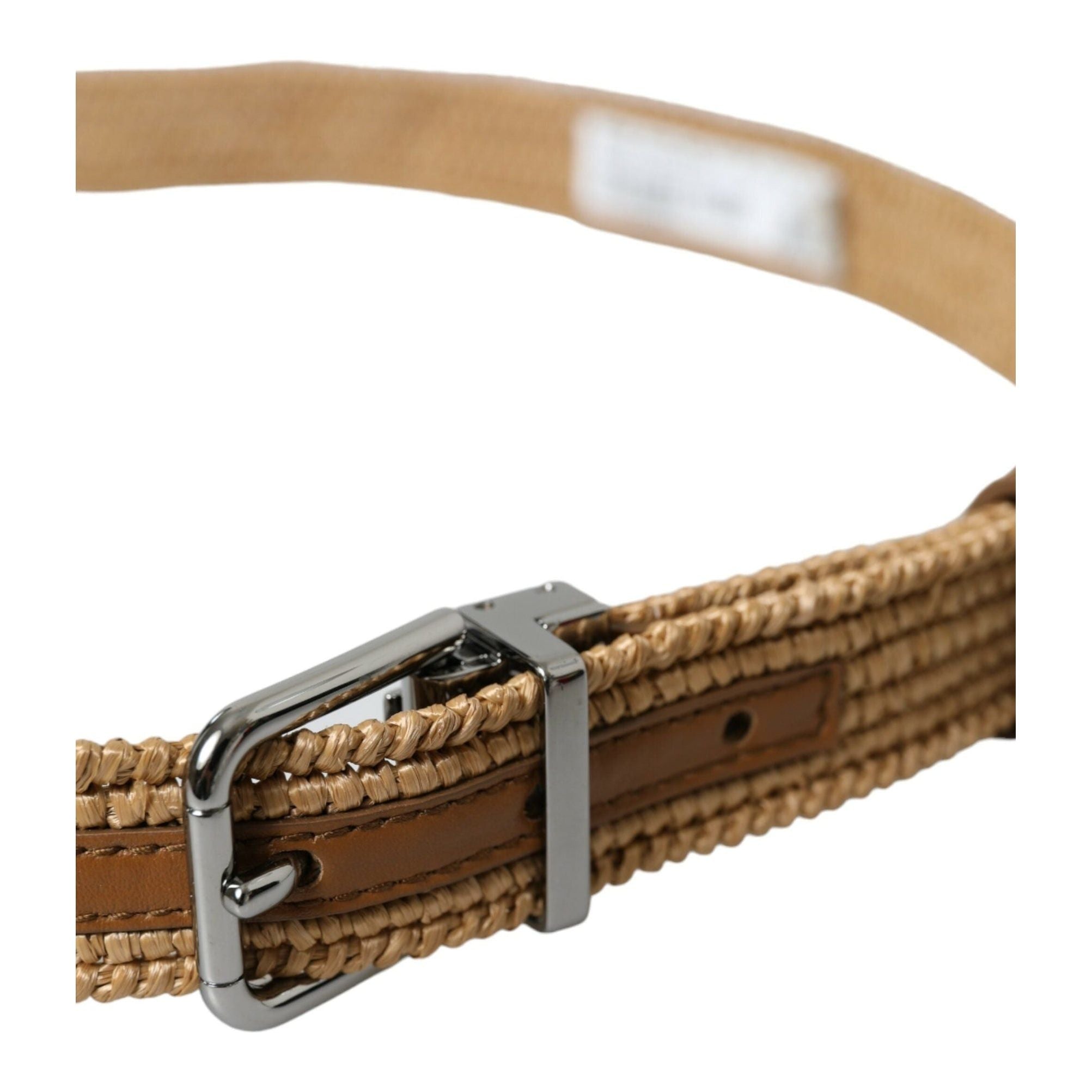 Elegant Beige Woven Leather Belt