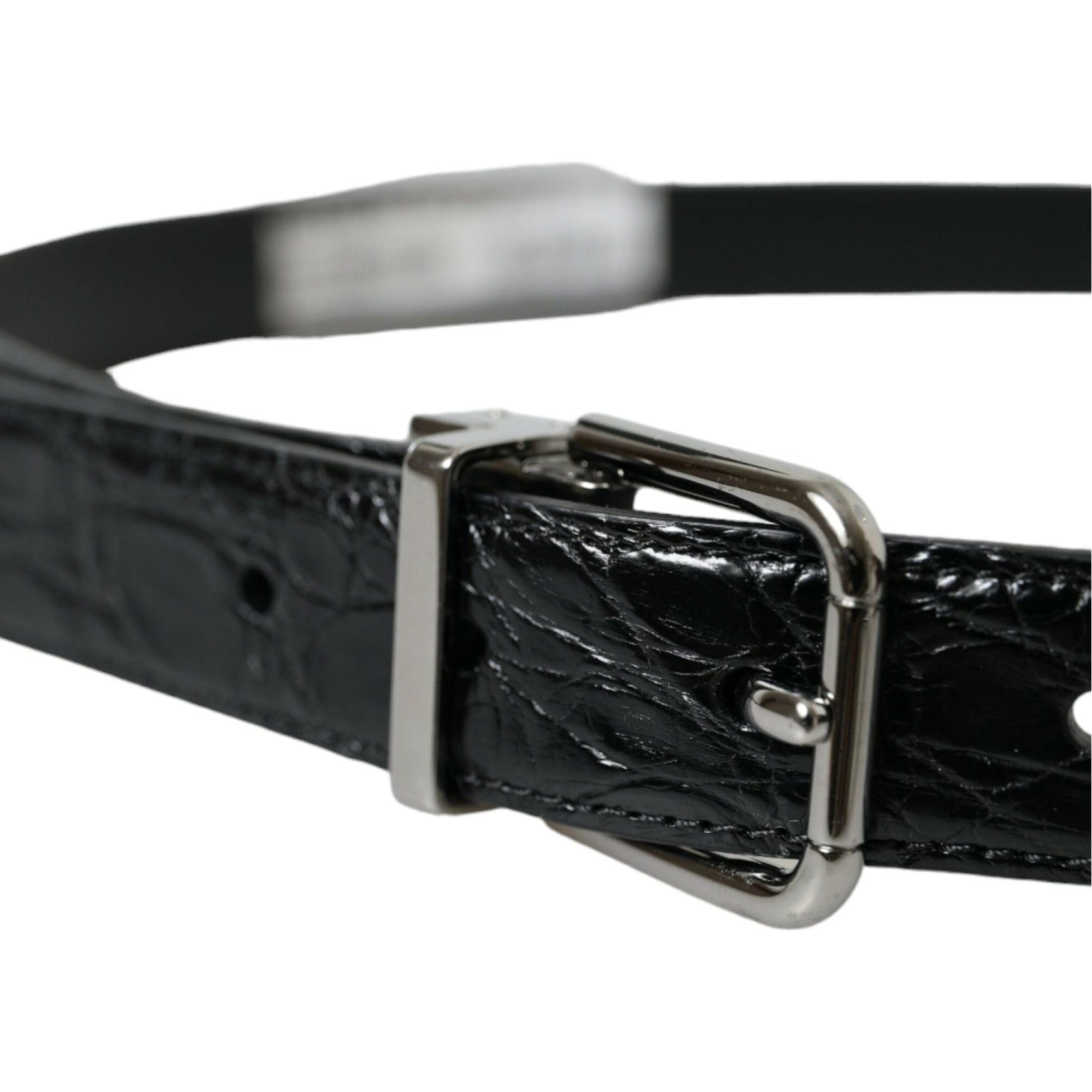 Elegant Black Leather Belt with Metal Buckle