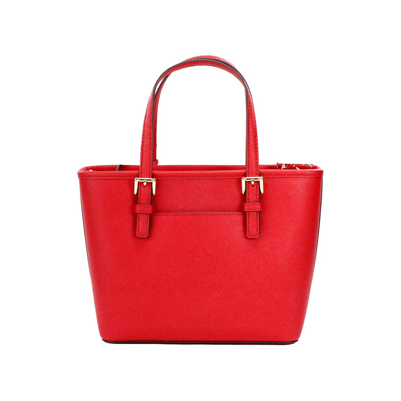 Jet Set Bright Red Leather XS Carryall Top Zip Tote Bag Purse